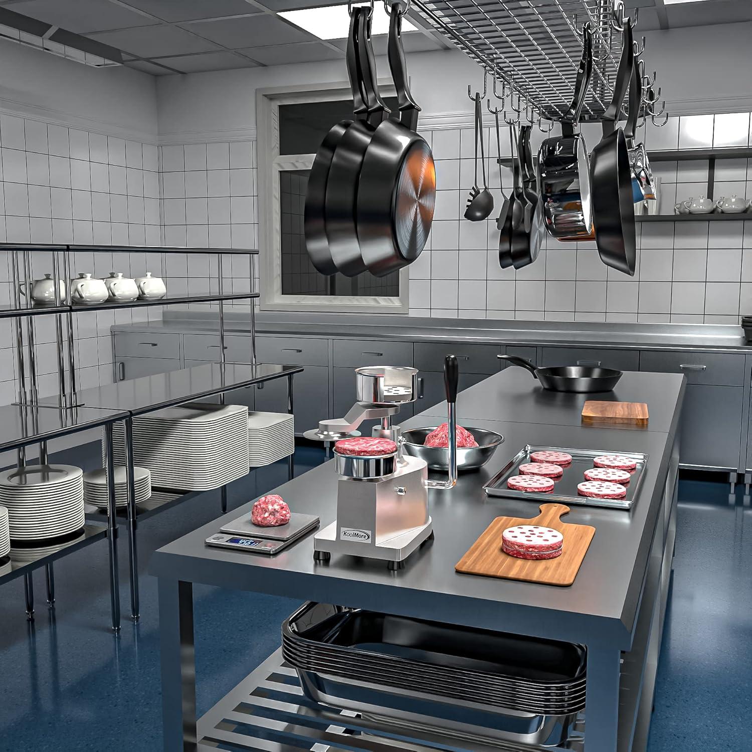 Prensa de Hamburguesas KoolMore CHM-4 Acero Inoxidable 10.2 cm