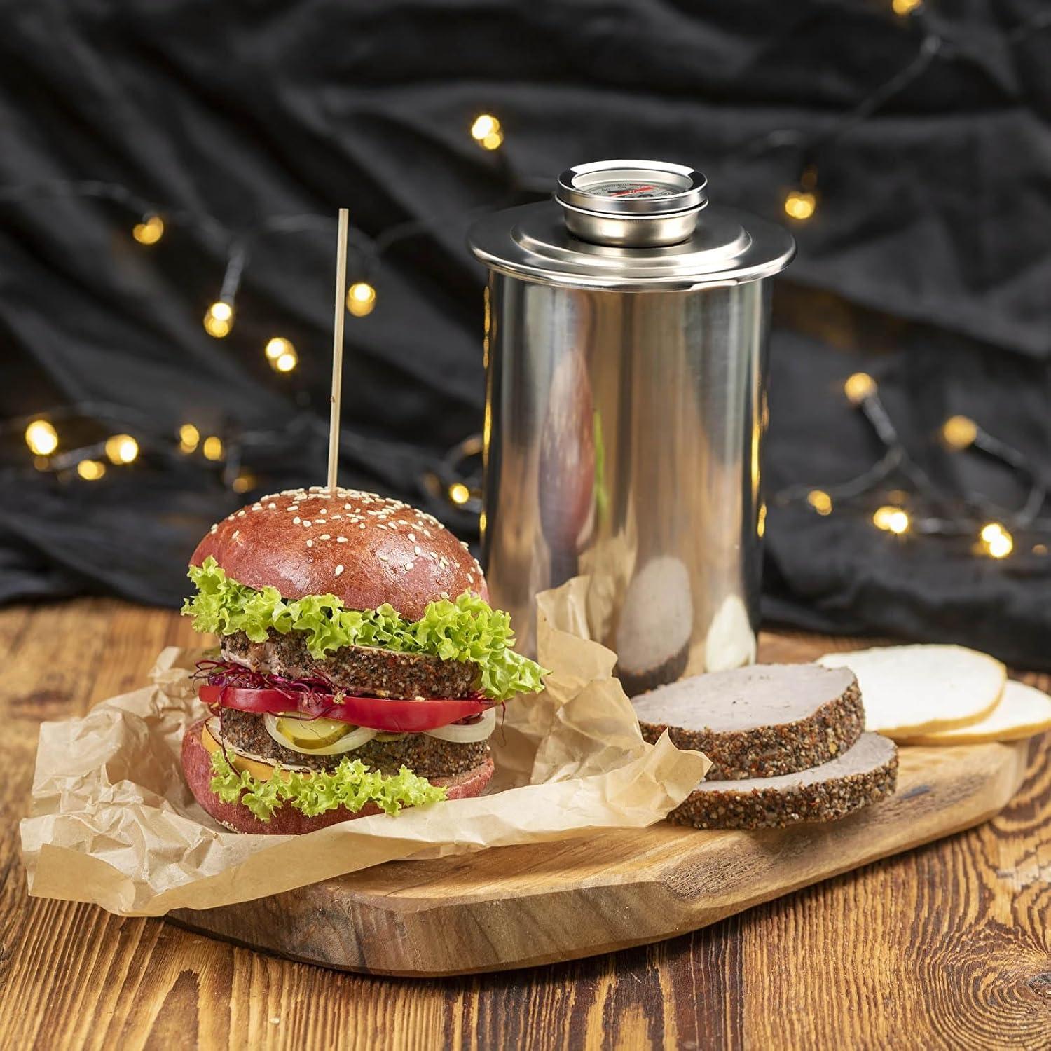 Prensa de Carne KAYCROWN con Termómetro - 1.5L Acero Inoxidable