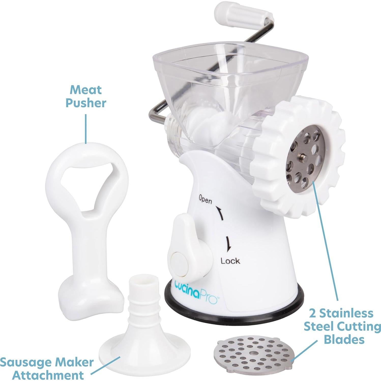 Picadora de Carne Manual CucinaPro con 2 Placas de Acero Inoxidable