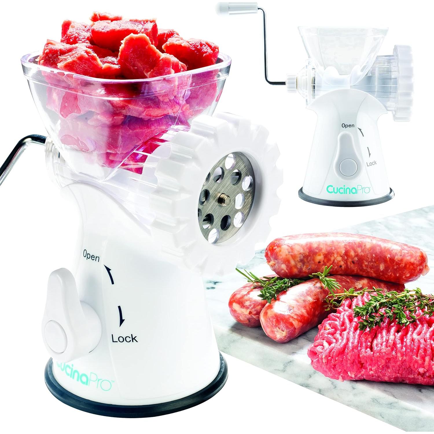 Picadora de Carne Manual CucinaPro con 2 Placas de Acero Inoxidable