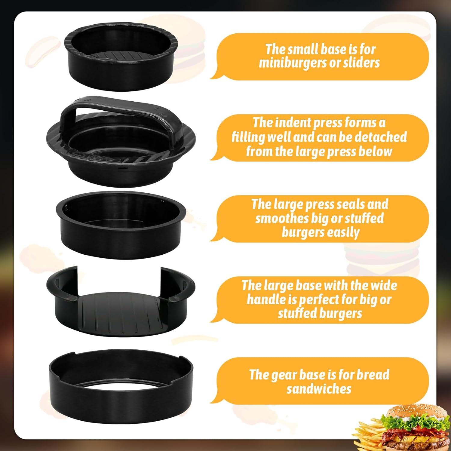 Prensa de Hamburguesas Clidelan 3 en 1 Antiadherente con 50 Papeles