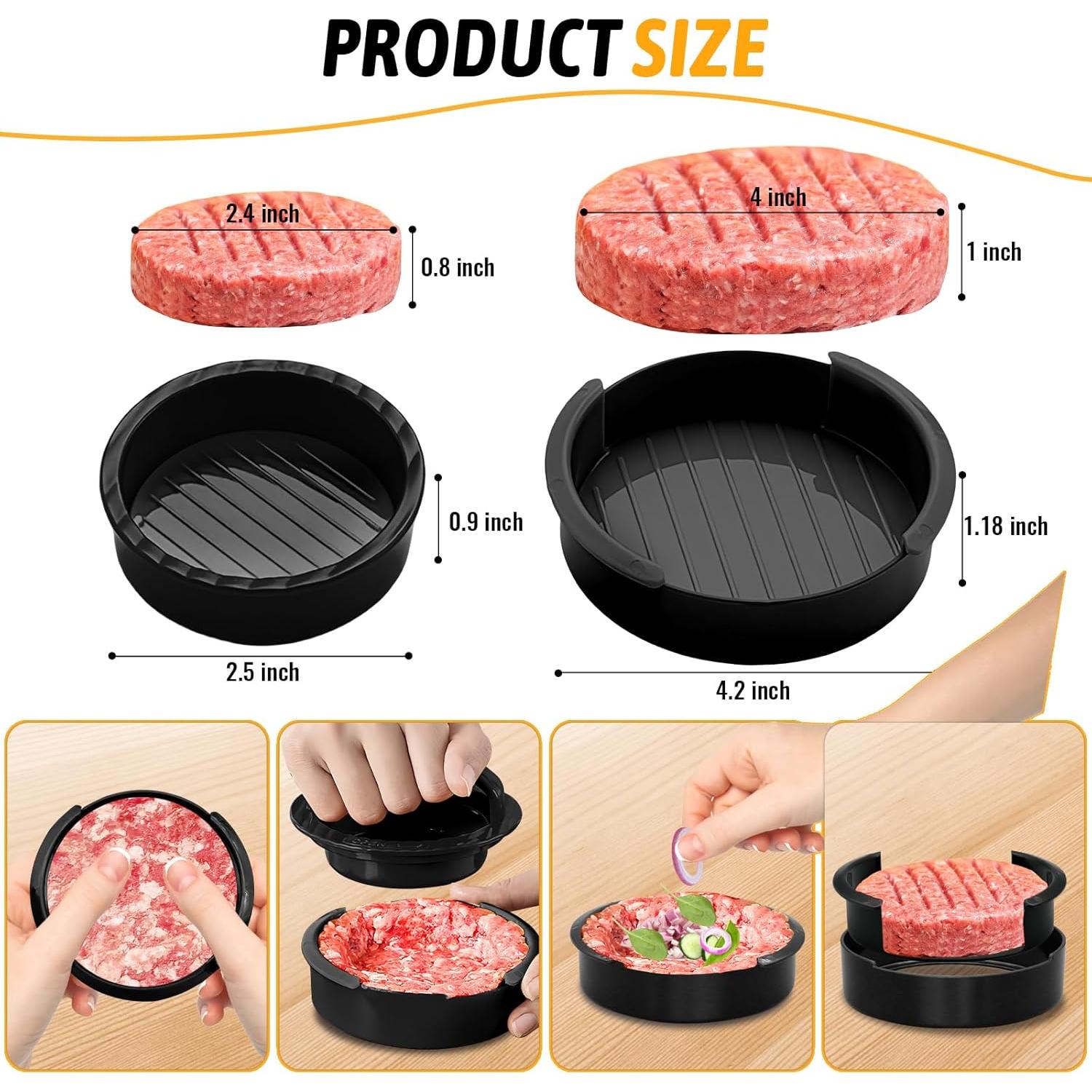 Prensa de Hamburguesas Clidelan 3 en 1 Antiadherente con 50 Papeles