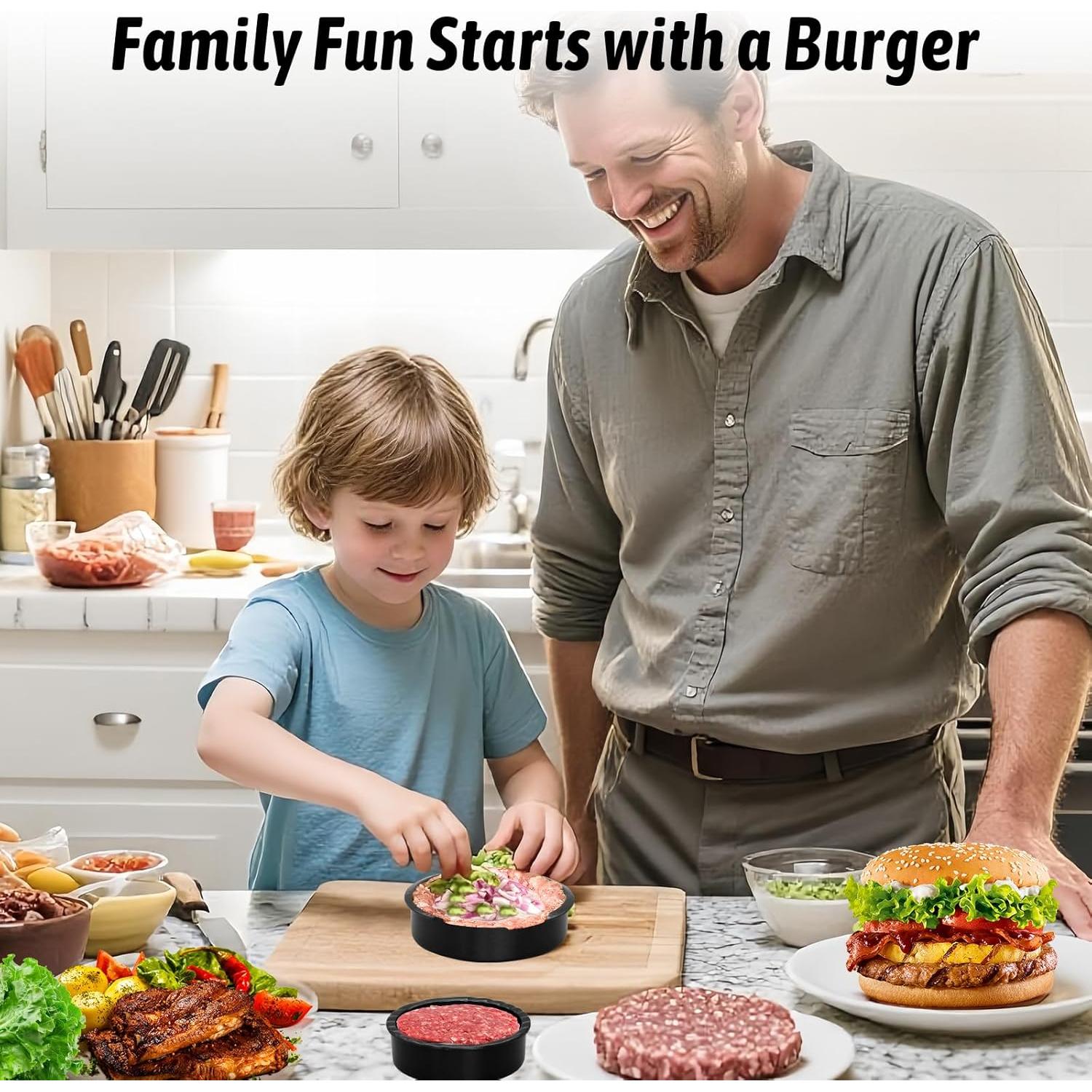 Prensa de Hamburguesas Clidelan 3 en 1 Antiadherente con 50 Papeles