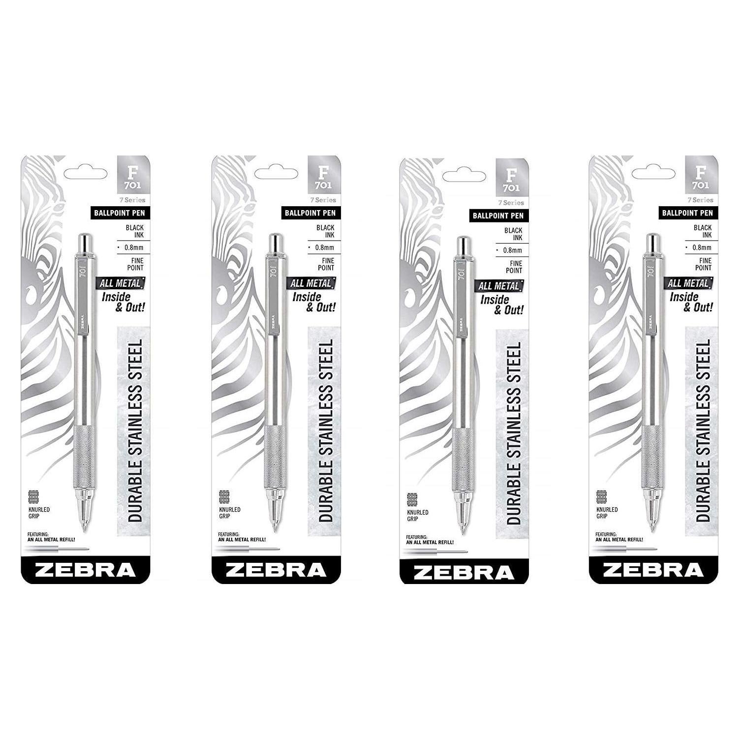 Bolígrafo Retráctil Zebra F-701 Acero Inoxidable 0.8mm Negro