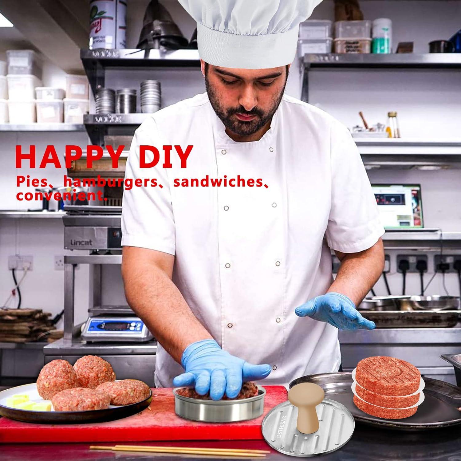 Prensa de Hamburguesas Acero Inoxidable 12.7 cm con 100 Papeles