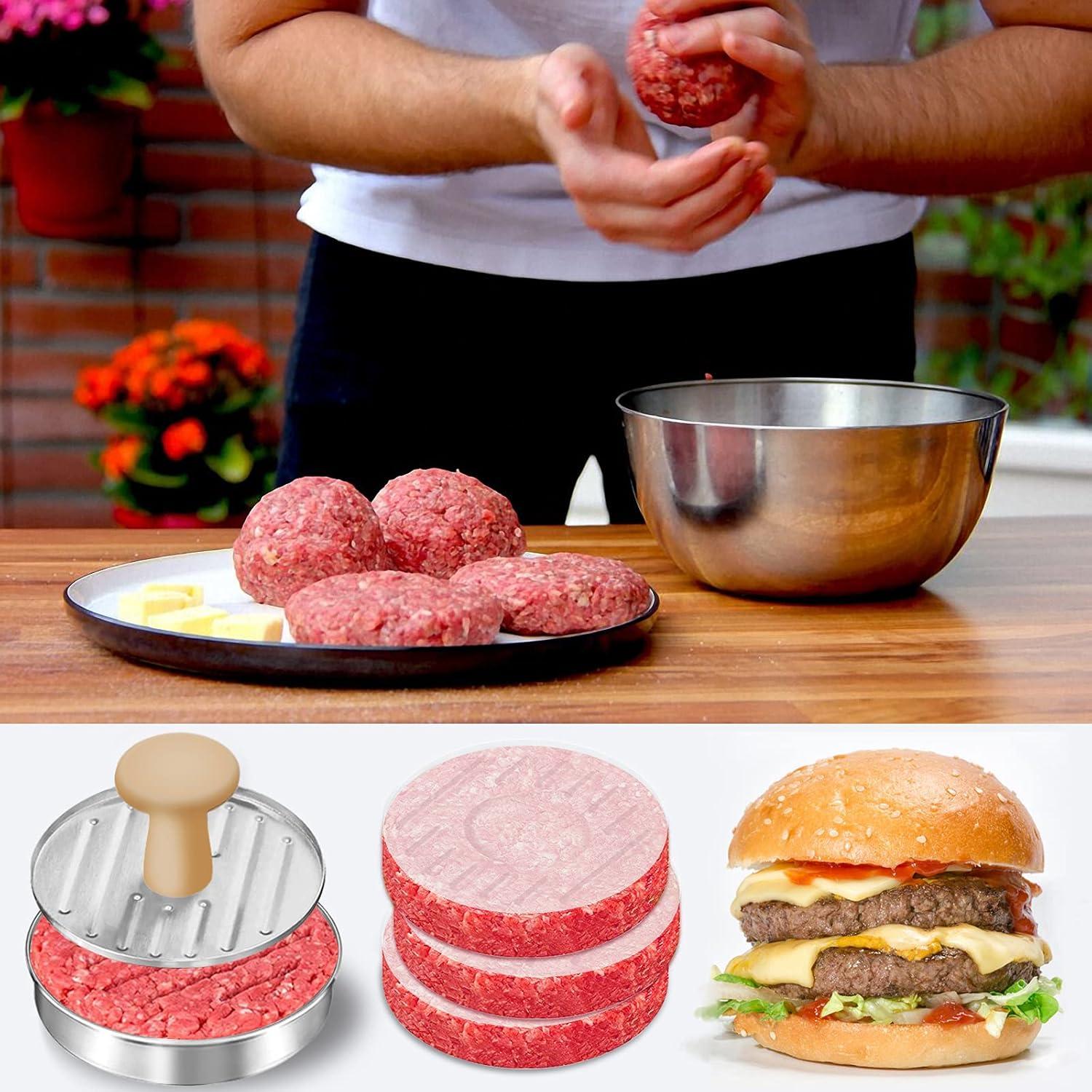 Prensa de Hamburguesas Acero Inoxidable 12.7 cm con 100 Papeles