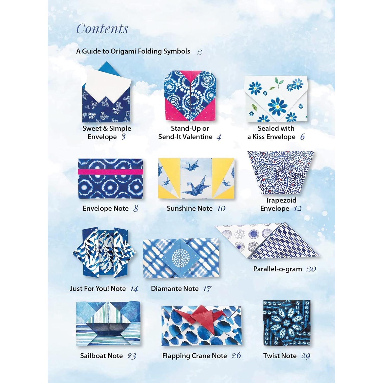 Blue & White Origami Stationery Kit: Fold 36 Beautiful Cards and Envelopes: Includes Papers and Instructions for 12 Origami Note Projects