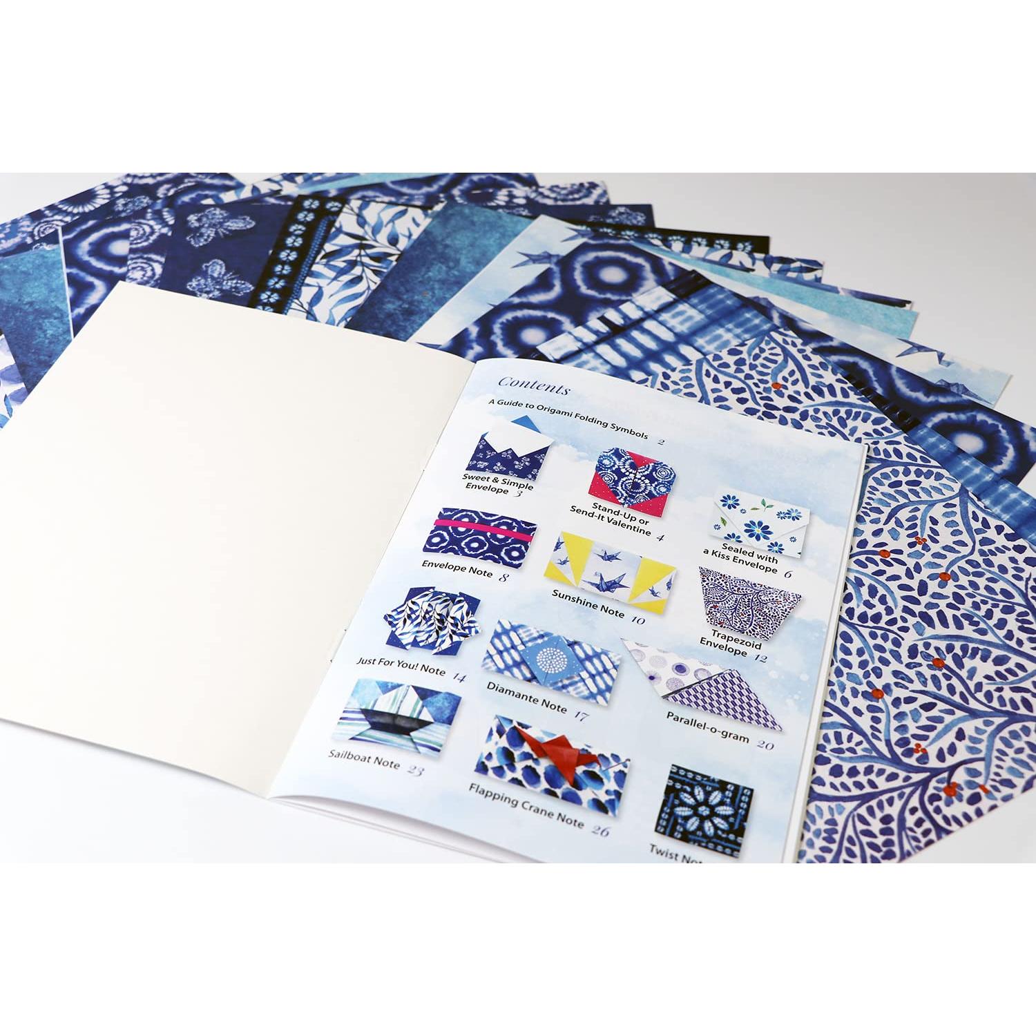 Blue & White Origami Stationery Kit: Fold 36 Beautiful Cards and Envelopes: Includes Papers and Instructions for 12 Origami Note Projects
