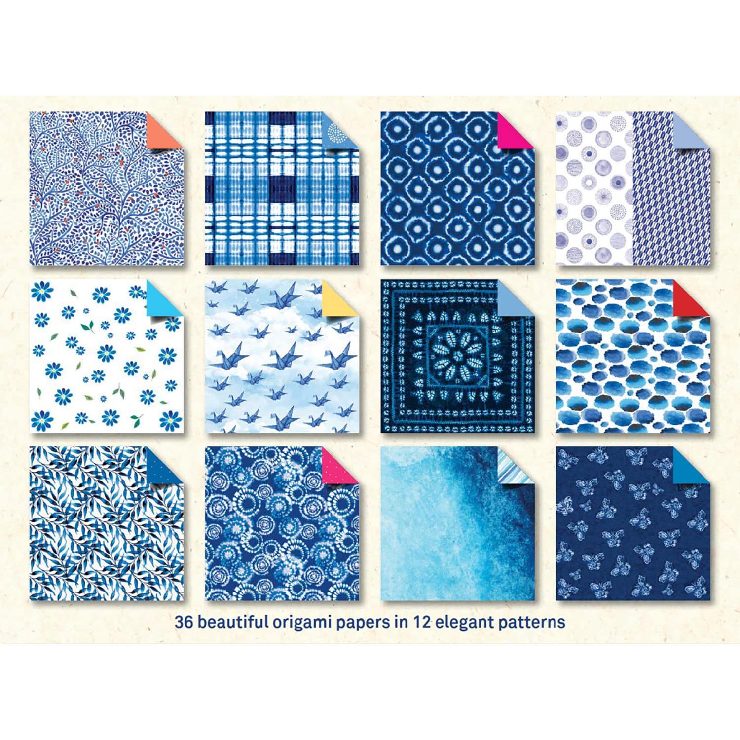 Blue & White Origami Stationery Kit: Fold 36 Beautiful Cards and Envelopes: Includes Papers and Instructions for 12 Origami Note Projects