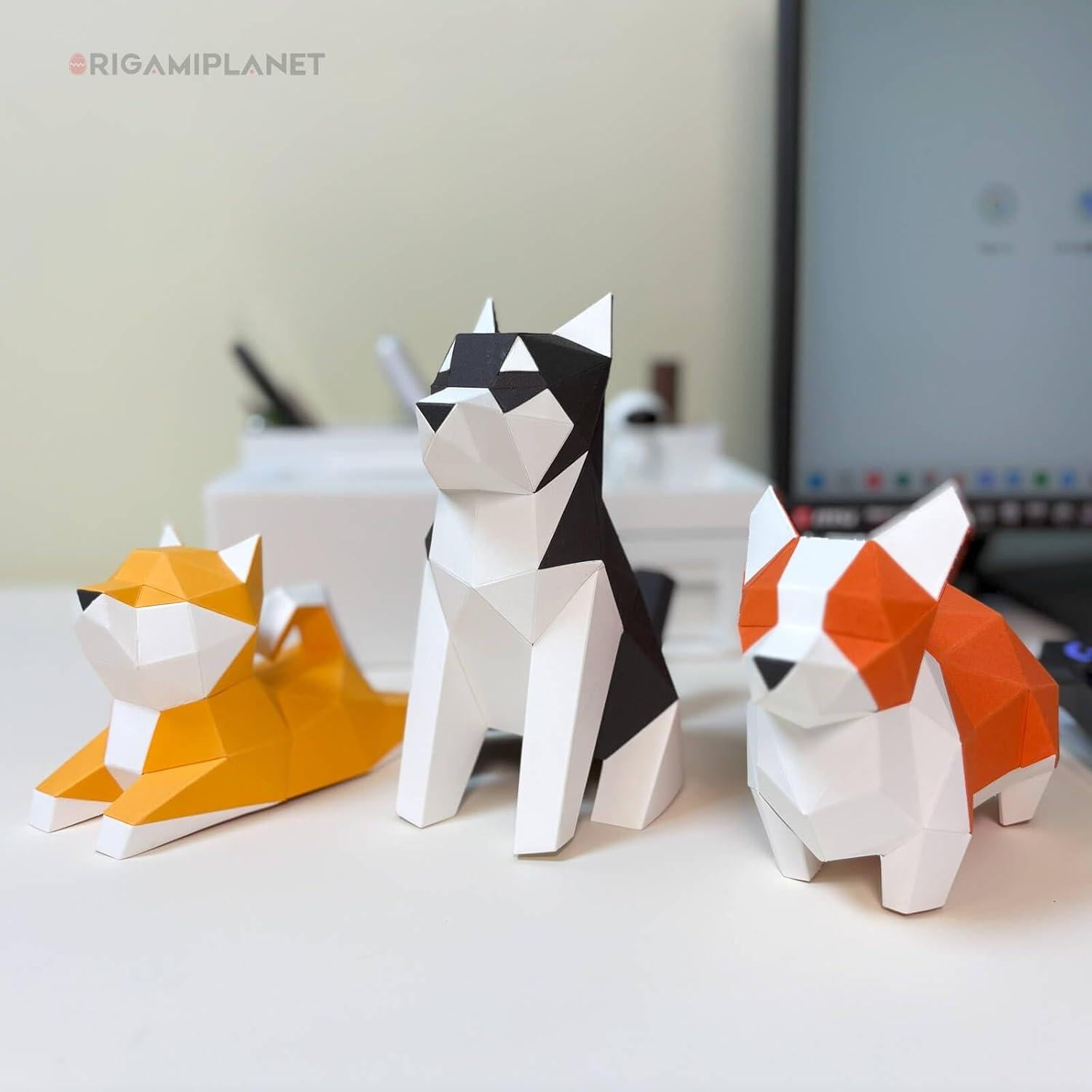 Set de Papiroflexia 3D ORIGAMIPLANET - Cachorros Husky, Corgi, Shiba Inu