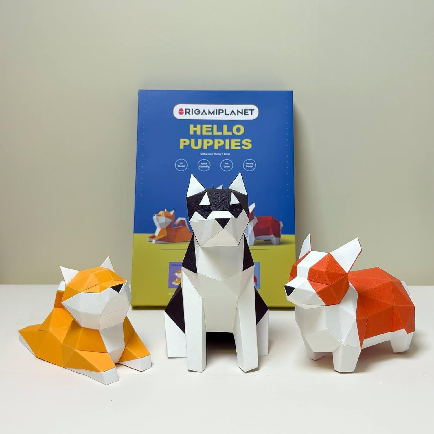 Set de Papiroflexia 3D ORIGAMIPLANET - Cachorros Husky, Corgi, Shiba Inu