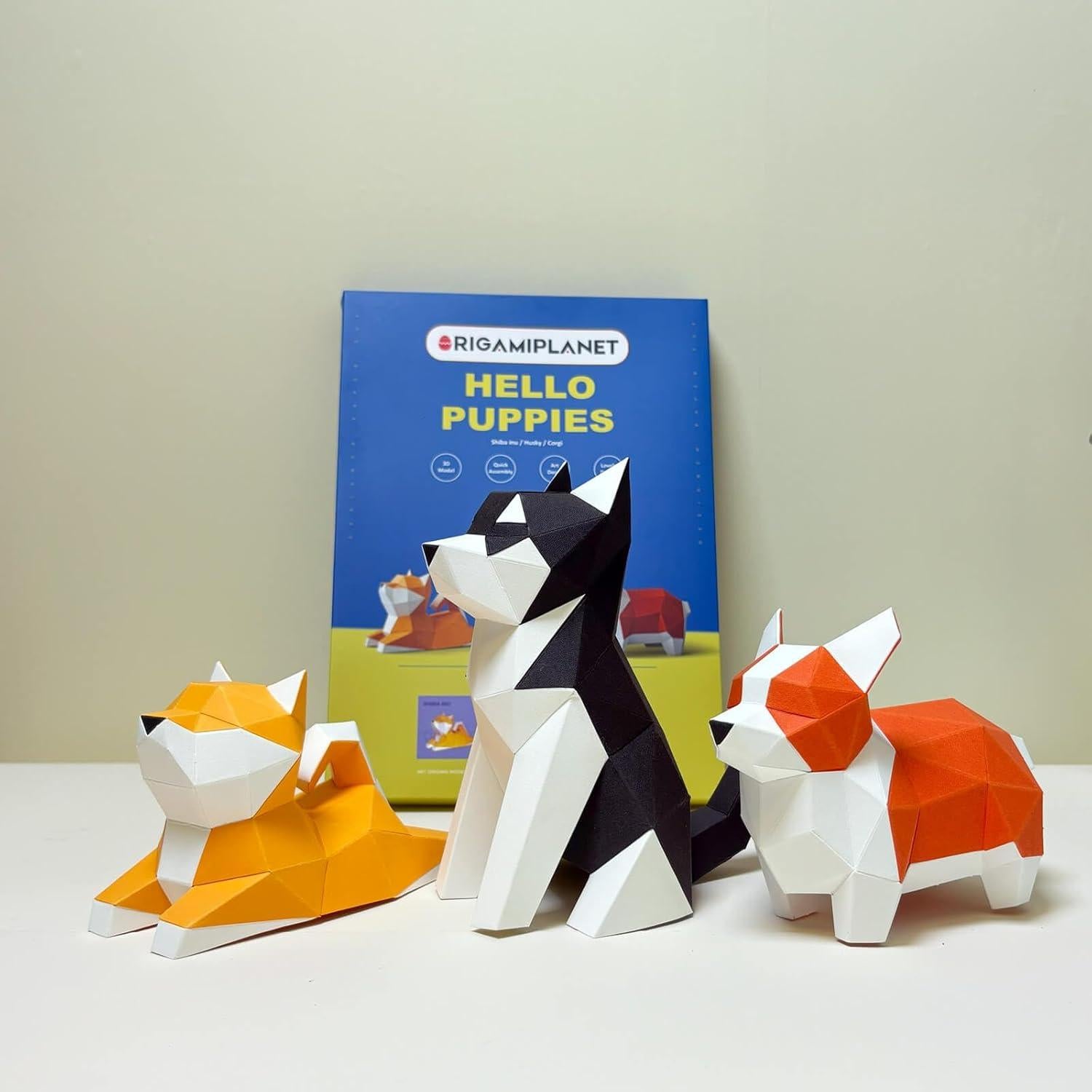 Set de Papiroflexia 3D ORIGAMIPLANET - Cachorros Husky, Corgi, Shiba Inu