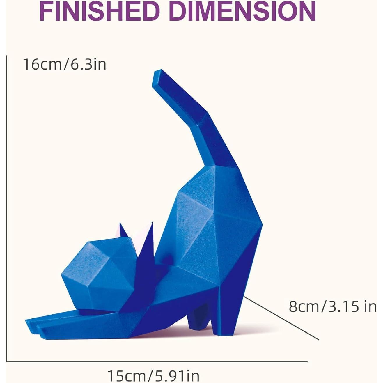 Kit de Origami 3D Gatito de Yoga Azul ORIGAMIPLANET DIY