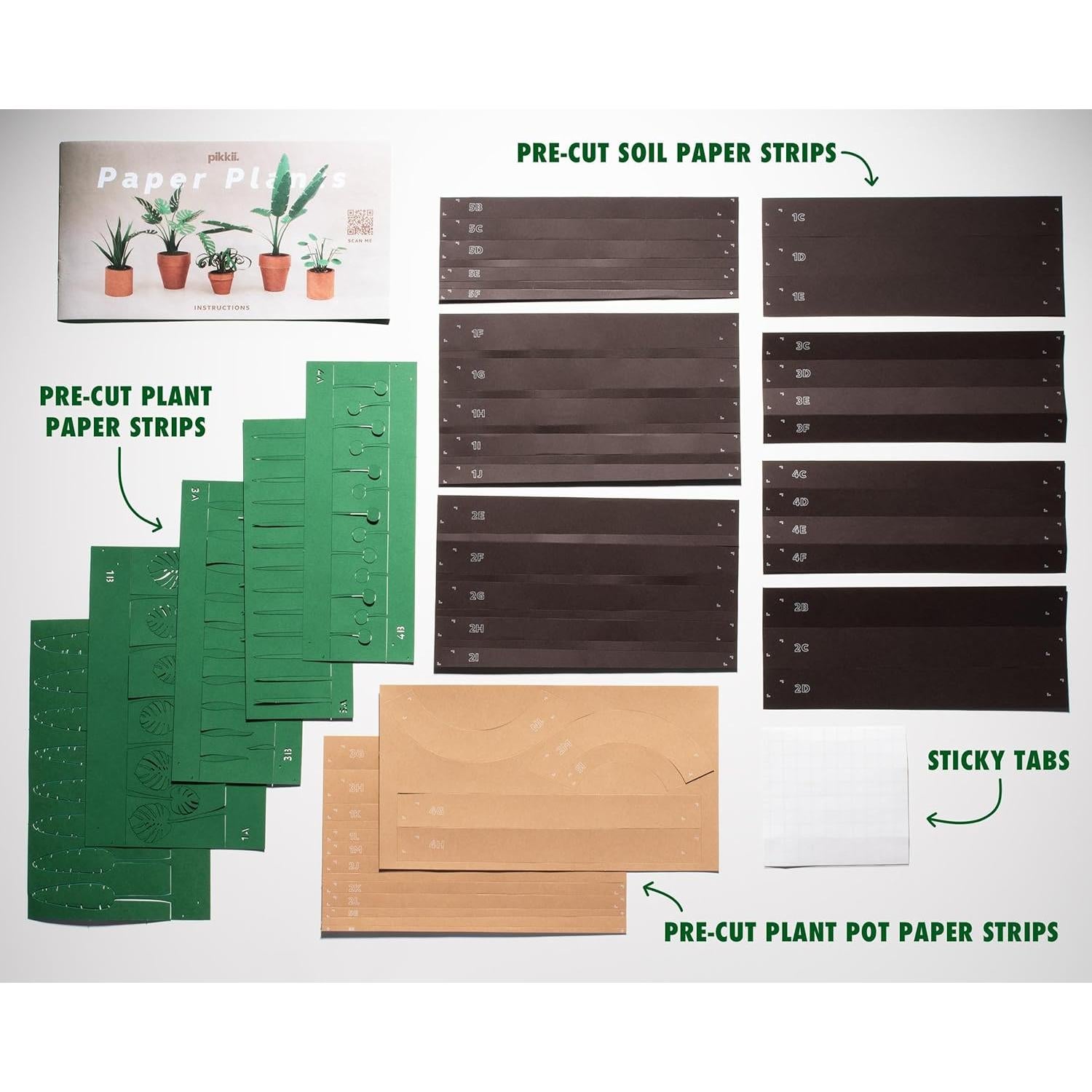 Kit de Plantas de Papel Origami Pikkii - 5 Plantas DIY