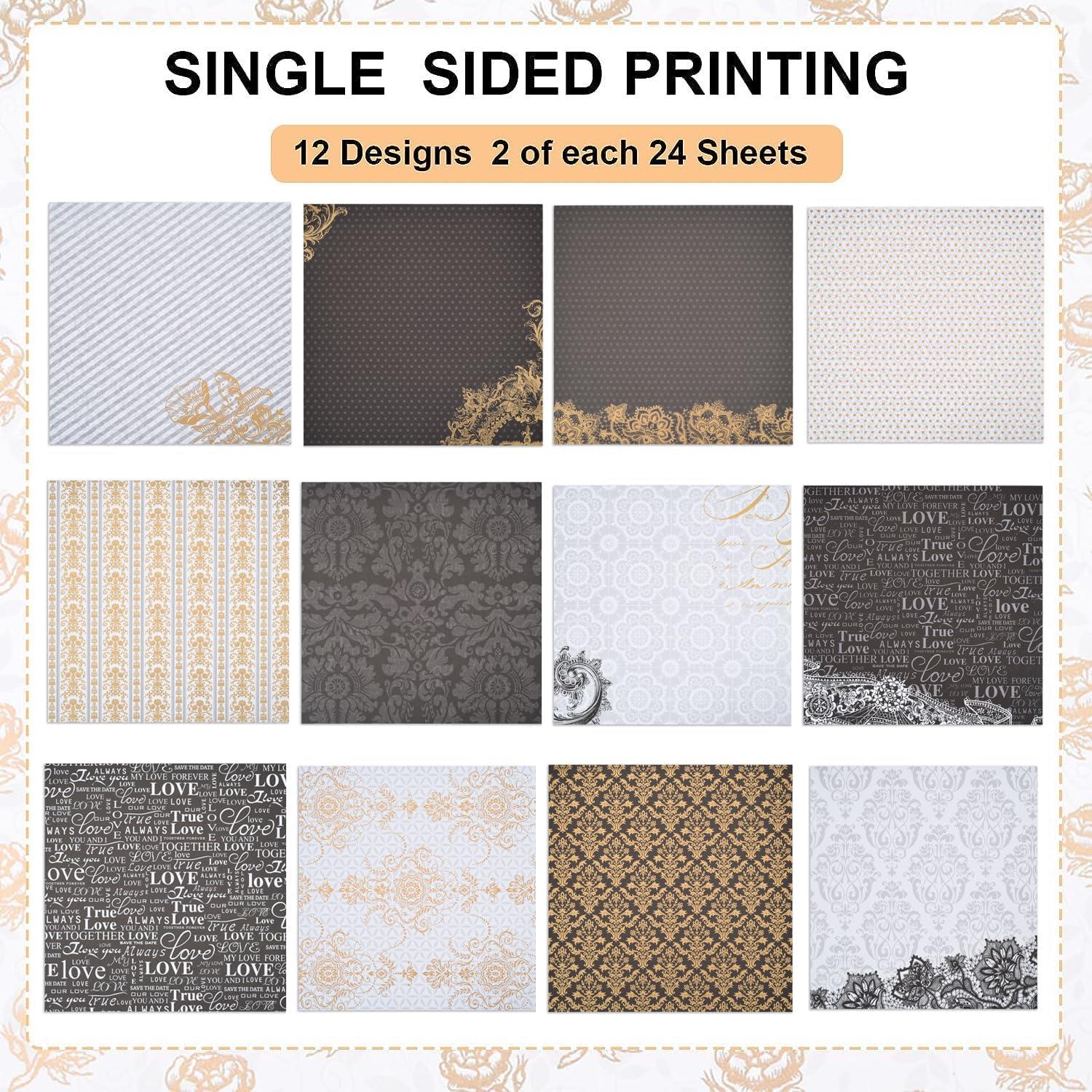 Papel de Scrapbook Vintage GOMTYEA 27 Hojas 30.5x30.5 cm