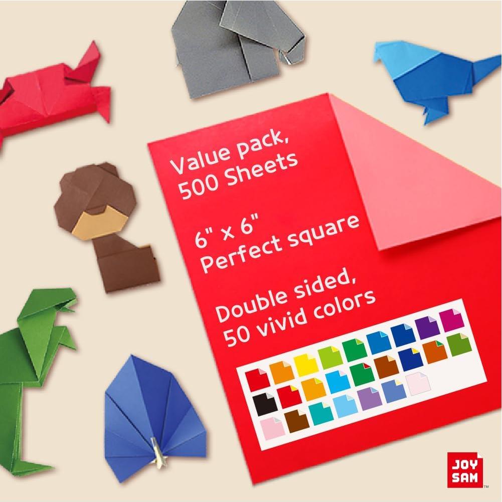 Kit de Papel Origami Joysam 500 Hojas 50 Colores 15x15cm