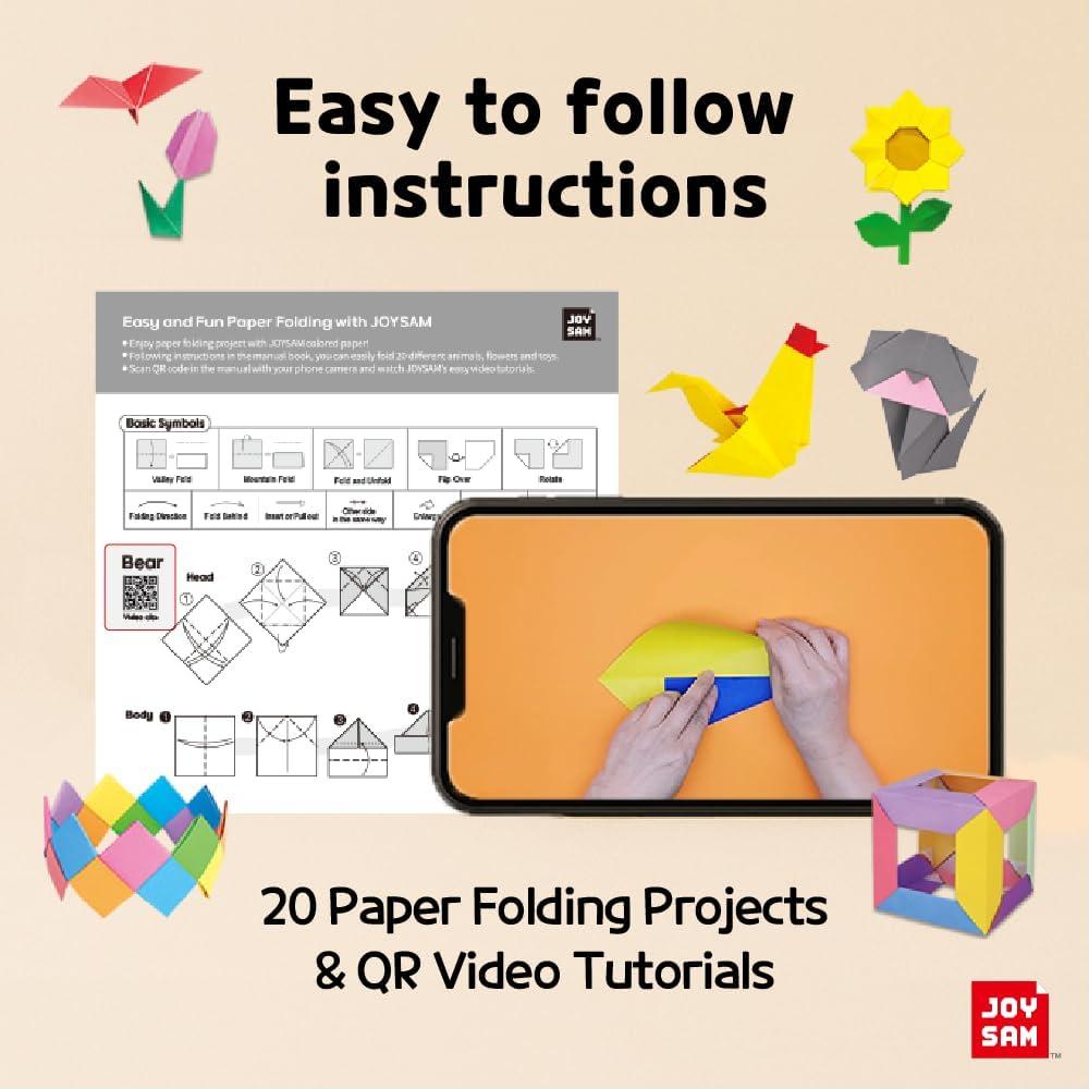 Kit de Papel Origami Joysam 500 Hojas 50 Colores 15x15cm