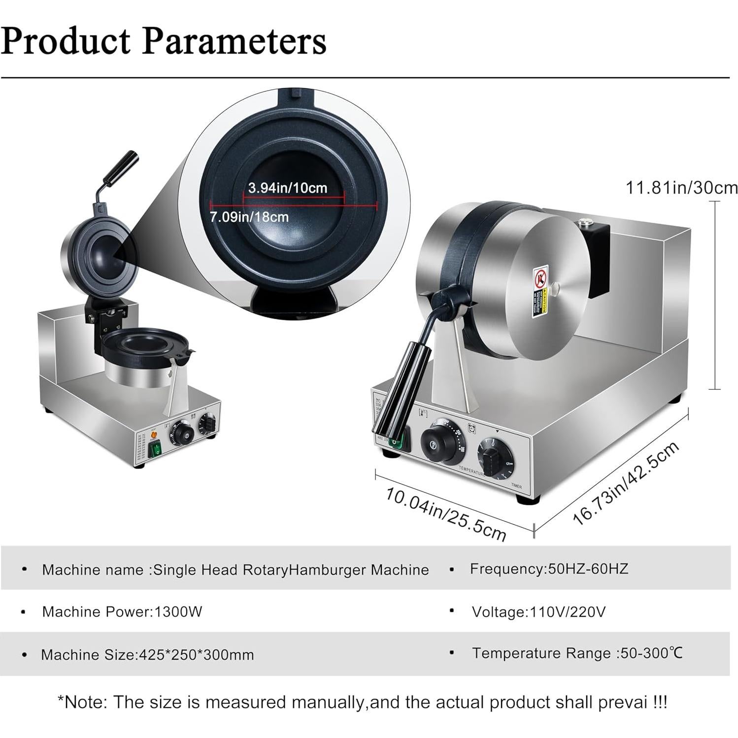 Hacedor de Hamburguesas de Waffle SIJIDING 1300W 110V