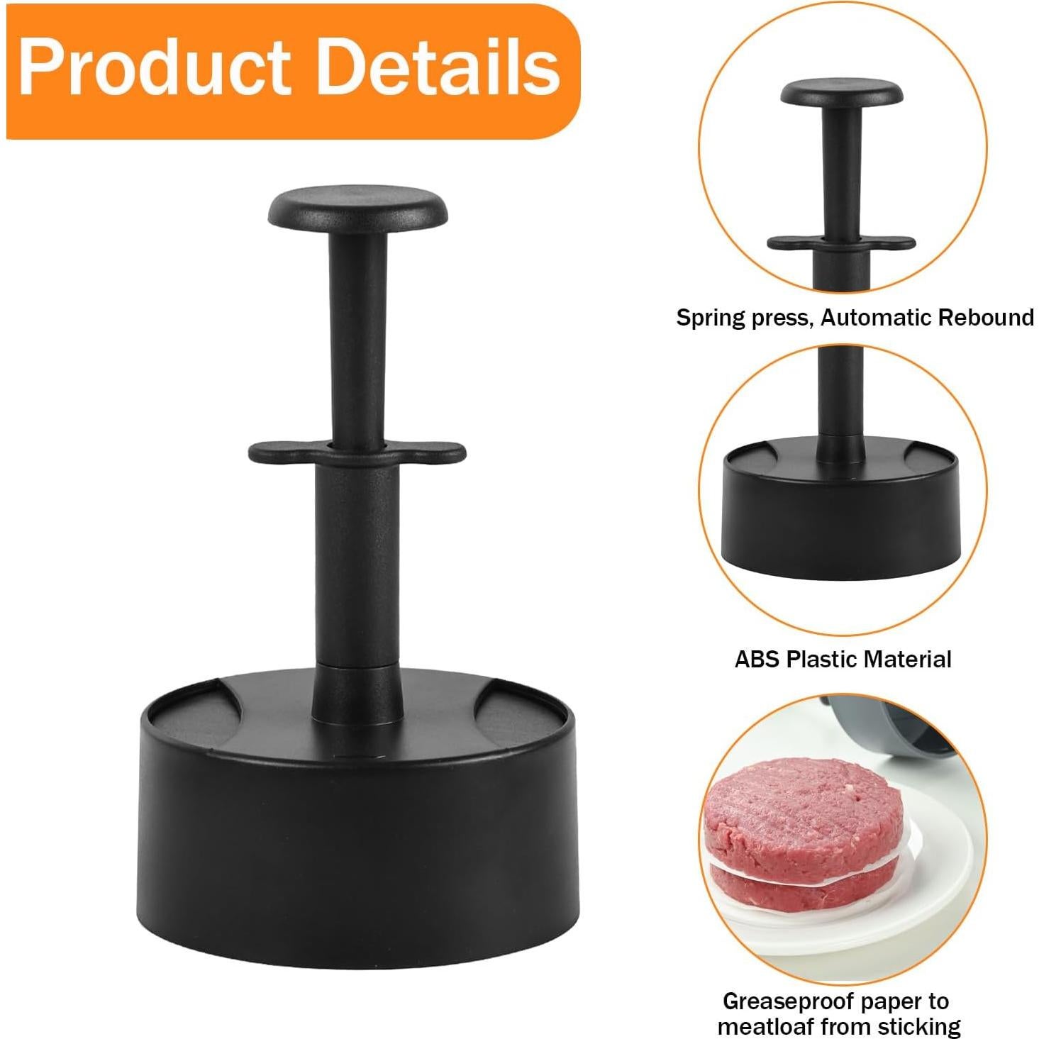 Prensa de Hamburguesas VYNFLICK Ajustable Antiadherente con 100 Papeles