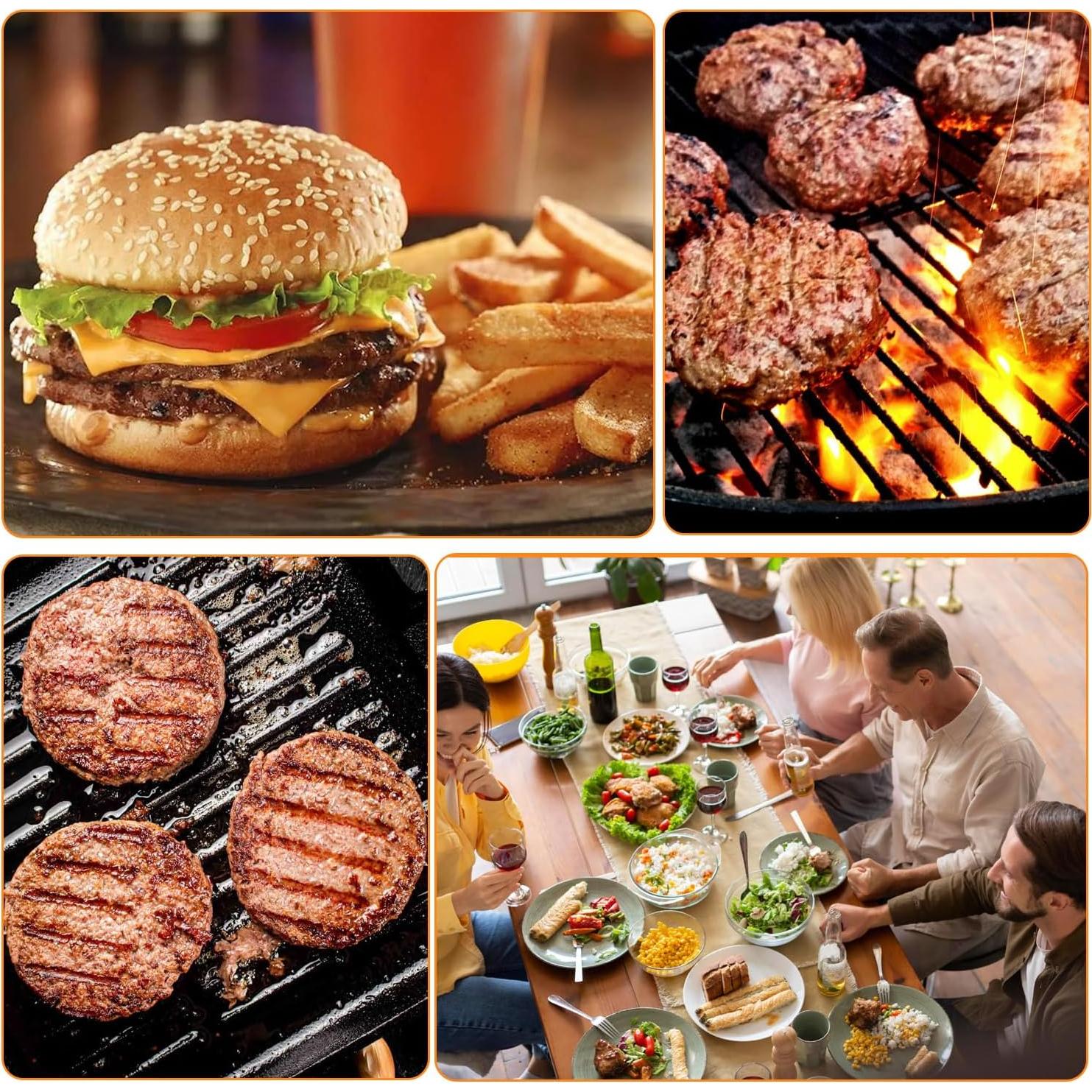 Prensa de Hamburguesas VYNFLICK Ajustable Antiadherente con 100 Papeles