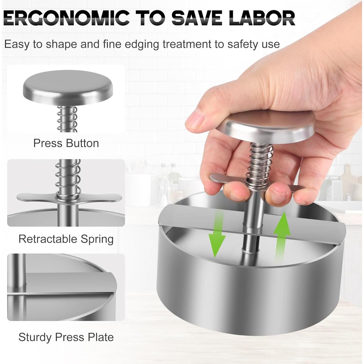 Prensa de Hamburguesas Ajustable XRZXZN 11.48 cm Acero Inoxidable