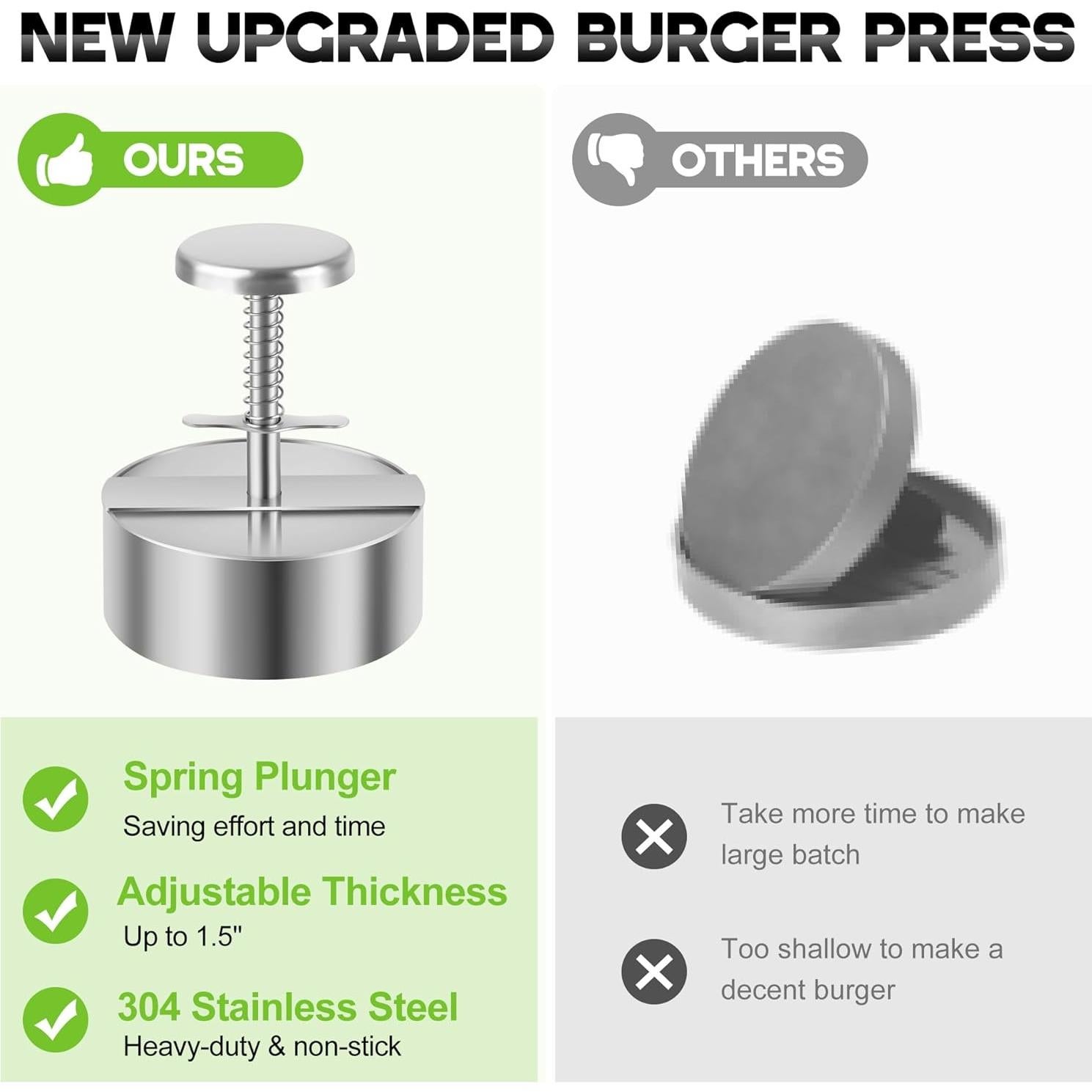 Prensa de Hamburguesas Ajustable XRZXZN 11.48 cm Acero Inoxidable