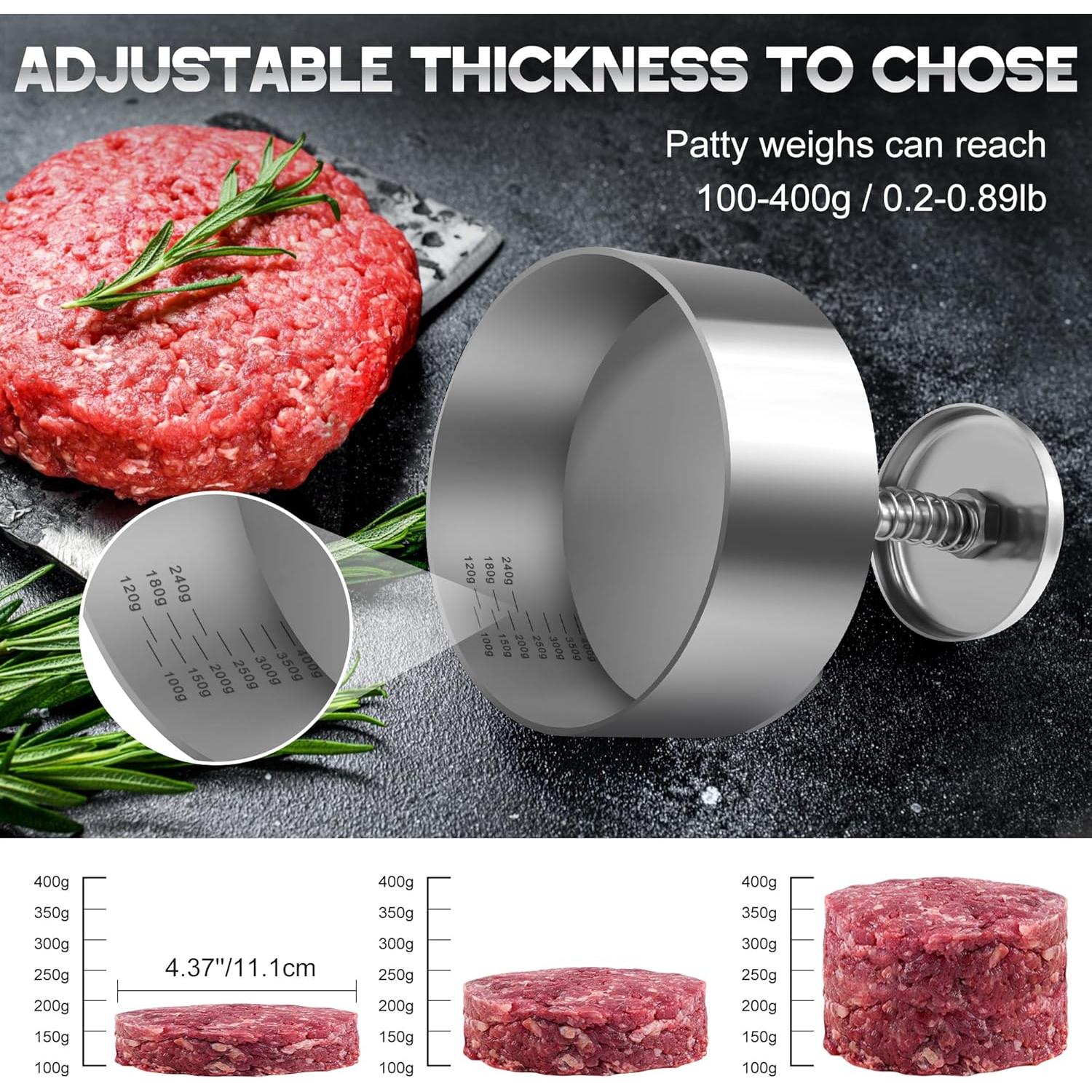 Prensa de Hamburguesas Ajustable XRZXZN 11.48 cm Acero Inoxidable