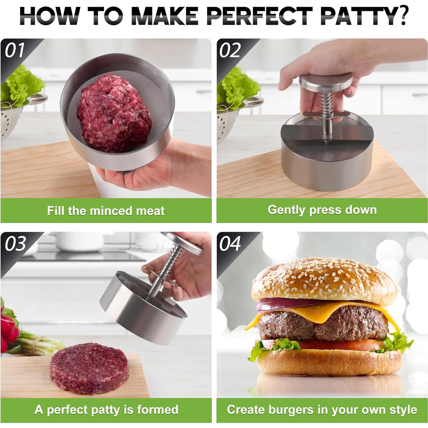 Prensa de Hamburguesas Ajustable XRZXZN 11.48 cm Acero Inoxidable