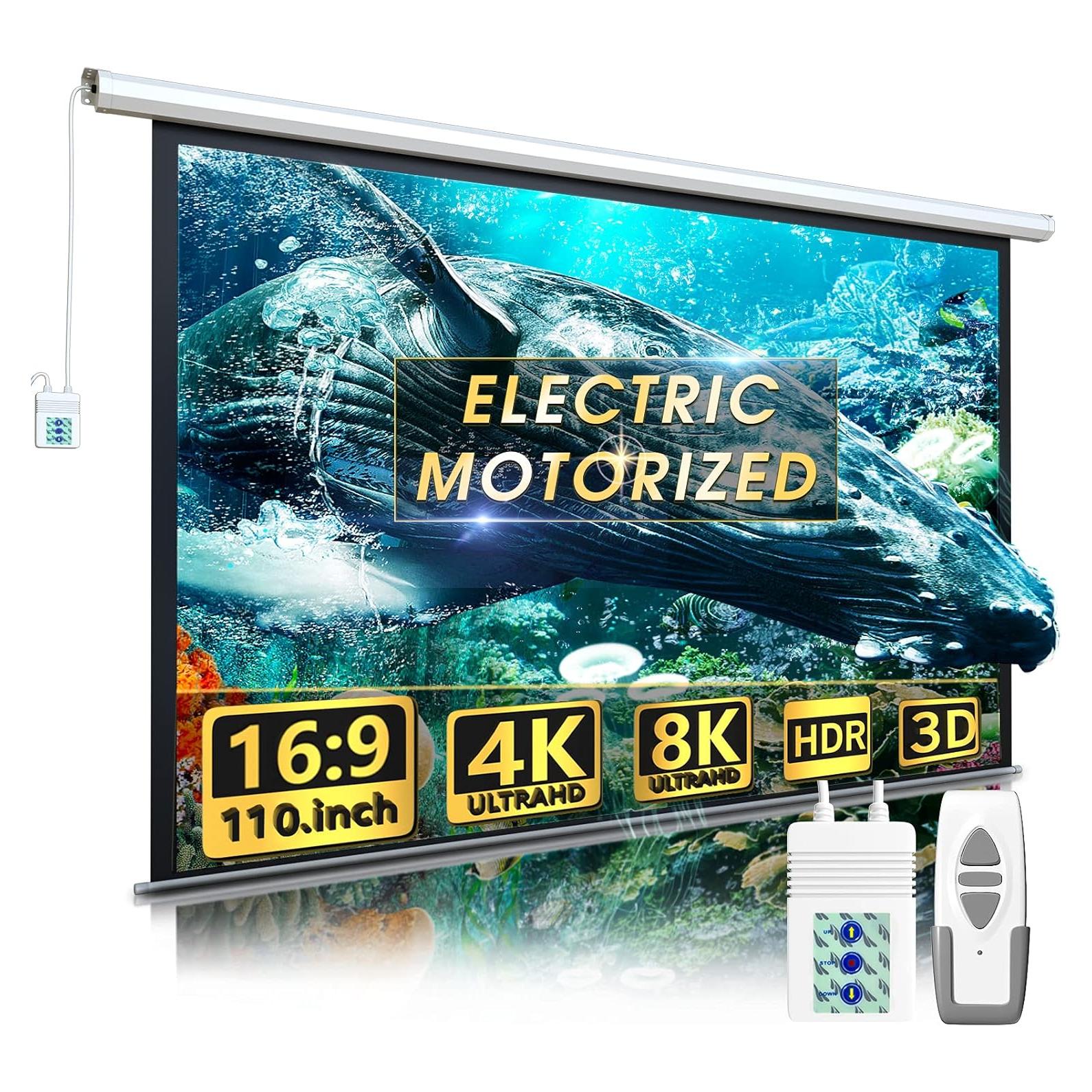 Pantalla de Proyector Motorizada Aoxun 110" 16:9 Control Remoto