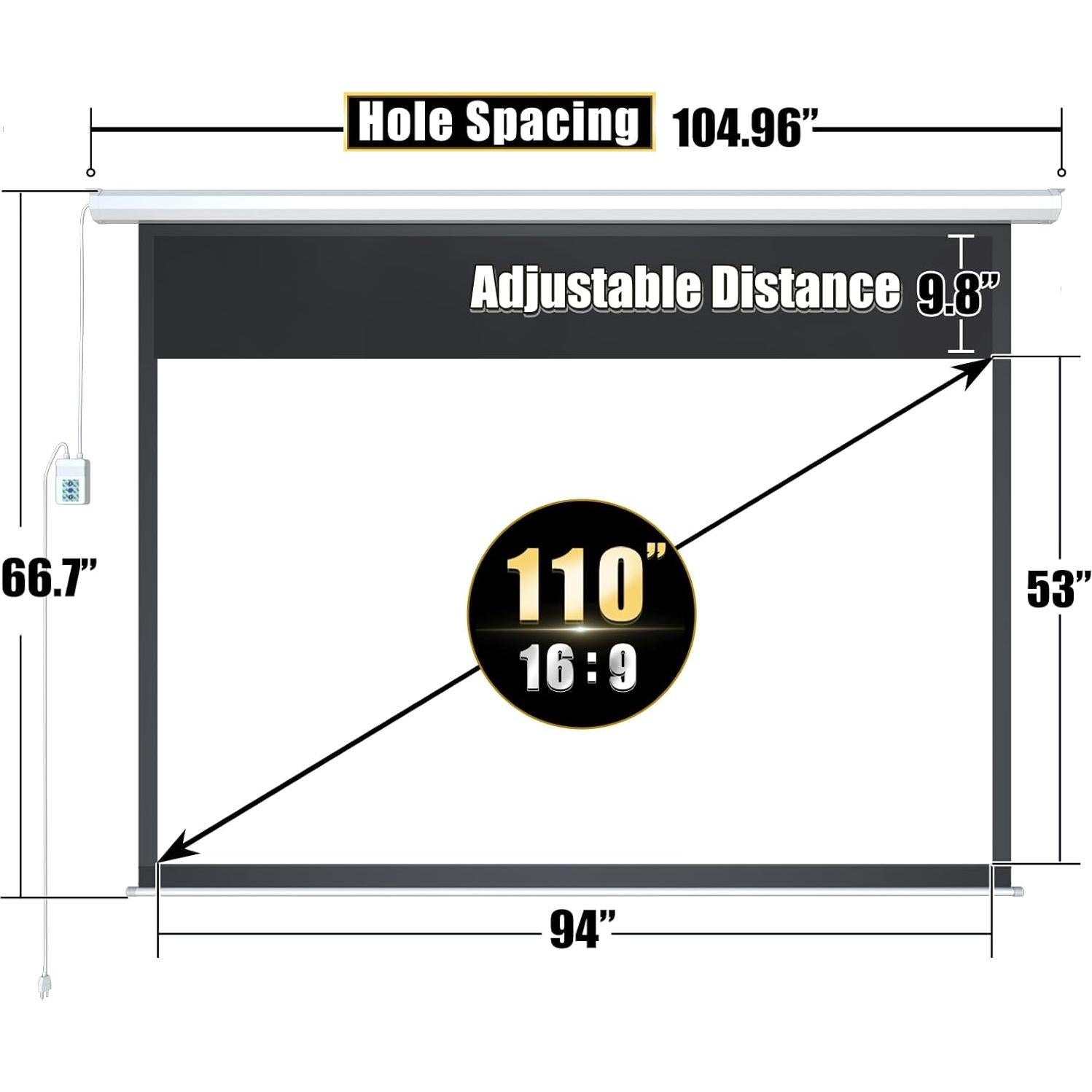 Pantalla de Proyector Motorizada Aoxun 110" 16:9 Control Remoto