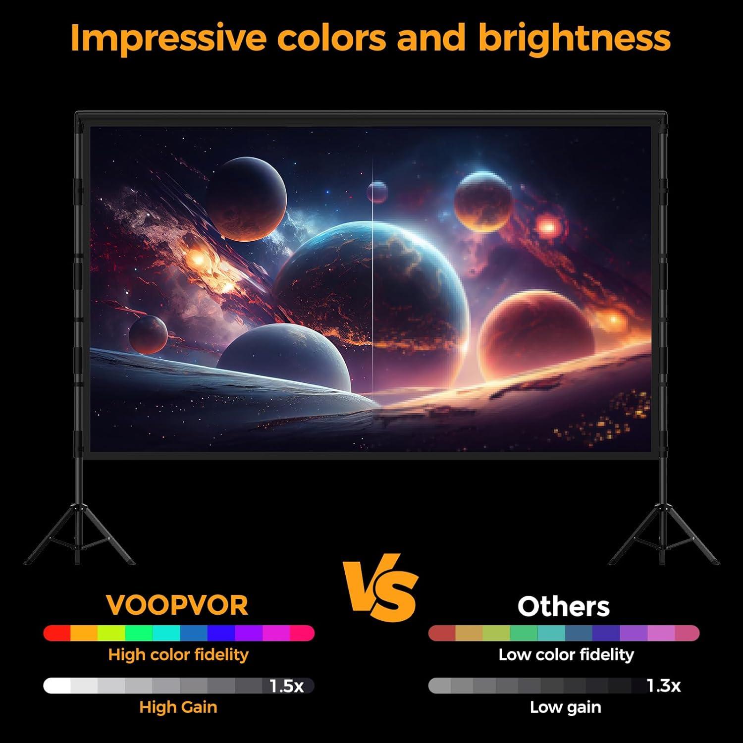 Pantalla de Proyector VOOPVOR 120" Portátil 16:9 HD Sin Arrugas