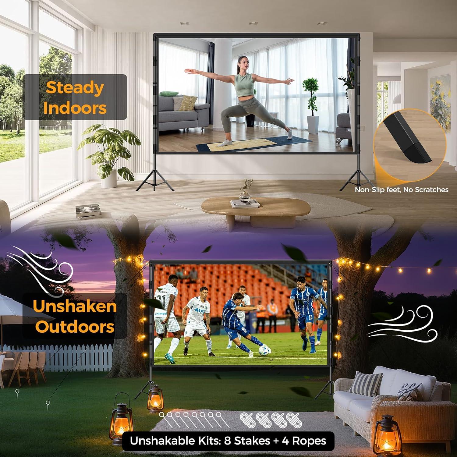 Pantalla de Proyector VOOPVOR 120" Portátil 16:9 HD Sin Arrugas