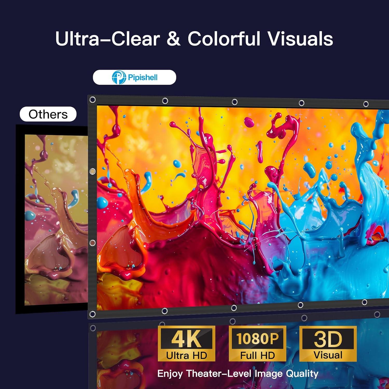 Pantalla de proyector 120" Pipishell 4K UHD Plegable y Lavable