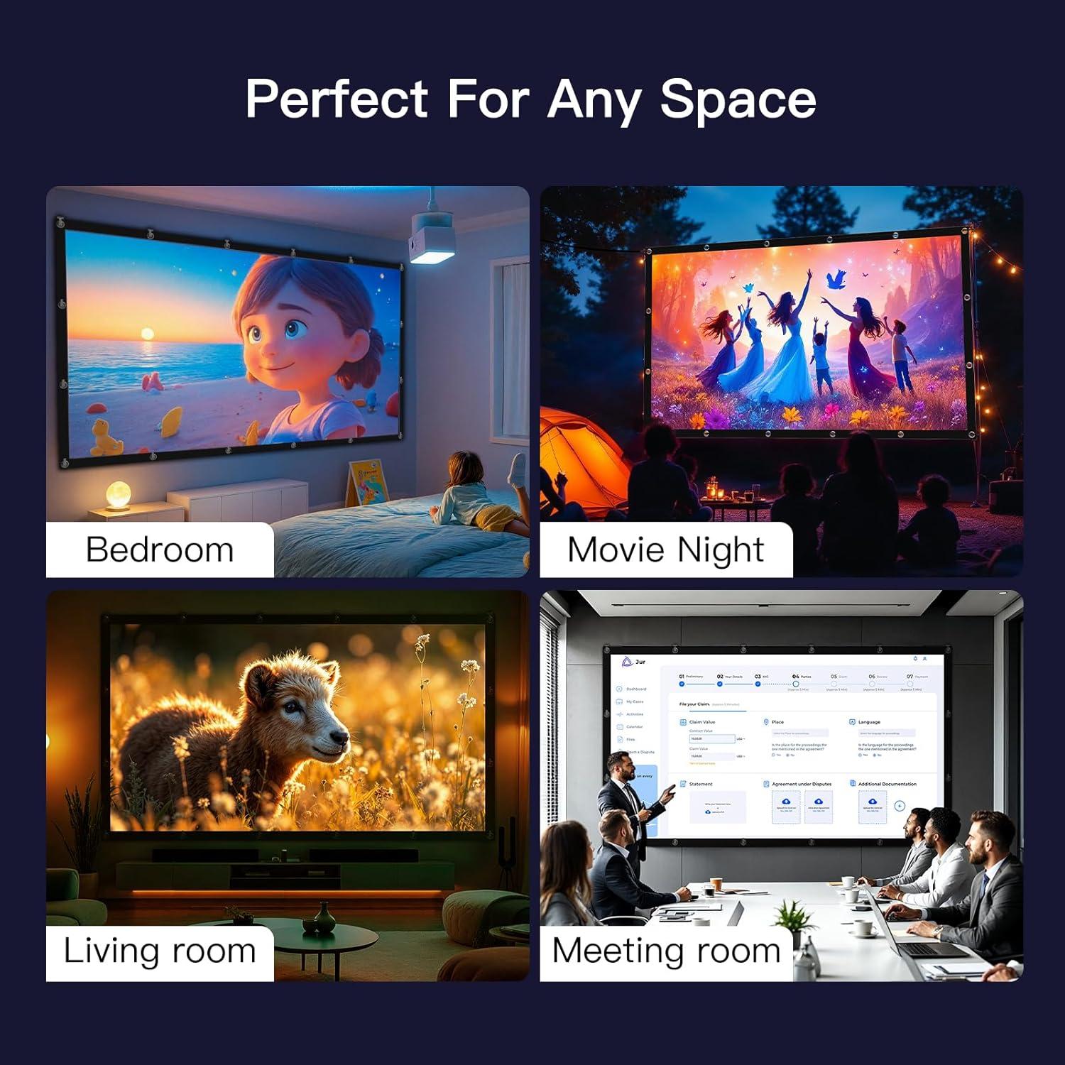 Pantalla de proyector 120" Pipishell 4K UHD Plegable y Lavable