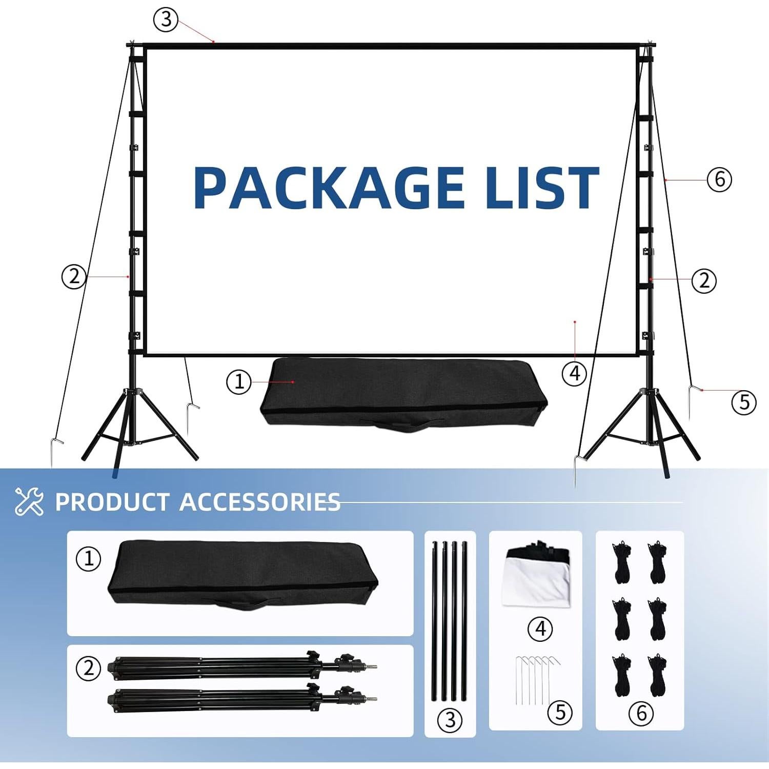 Pantalla de proyector TOWOND 120" con soporte ajustable 4K HD