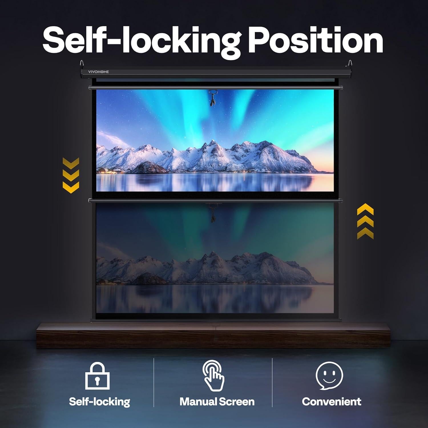 Pantalla de Proyector VIVOHOME Retráctil 120" 4K Manual HD