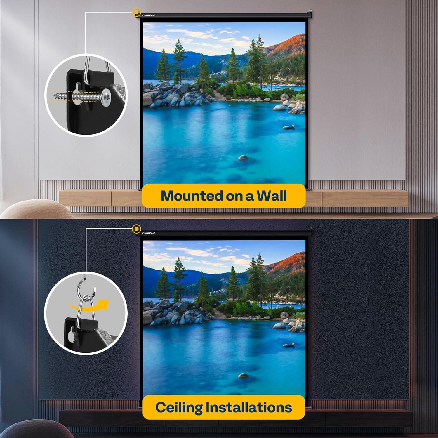 Pantalla de Proyector VIVOHOME Retráctil 120" 4K Manual HD