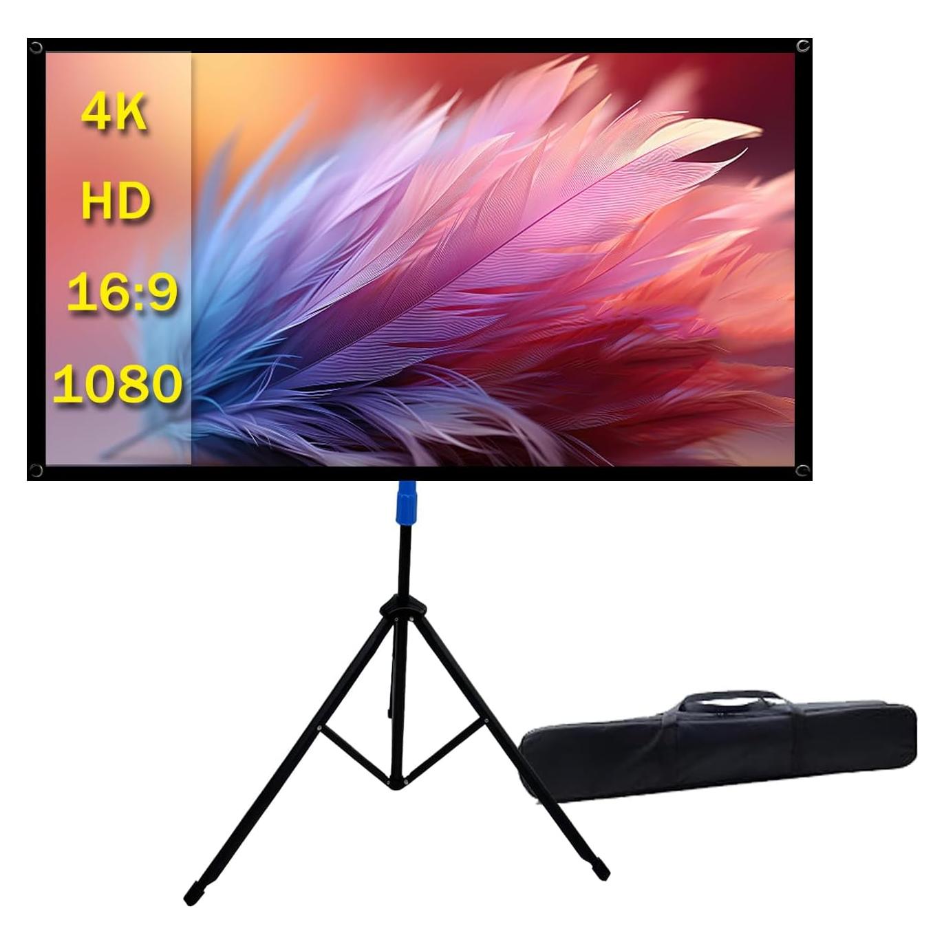 Pantalla de proyector 80" 4K HD Ribowri con soporte y trípode