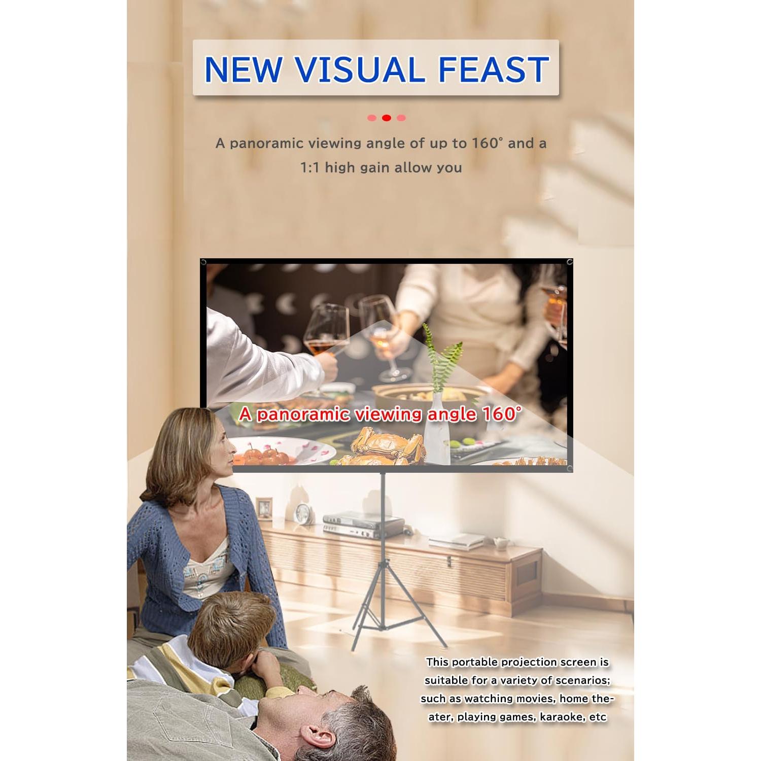 Pantalla de proyector 80" 4K HD Ribowri con soporte y trípode