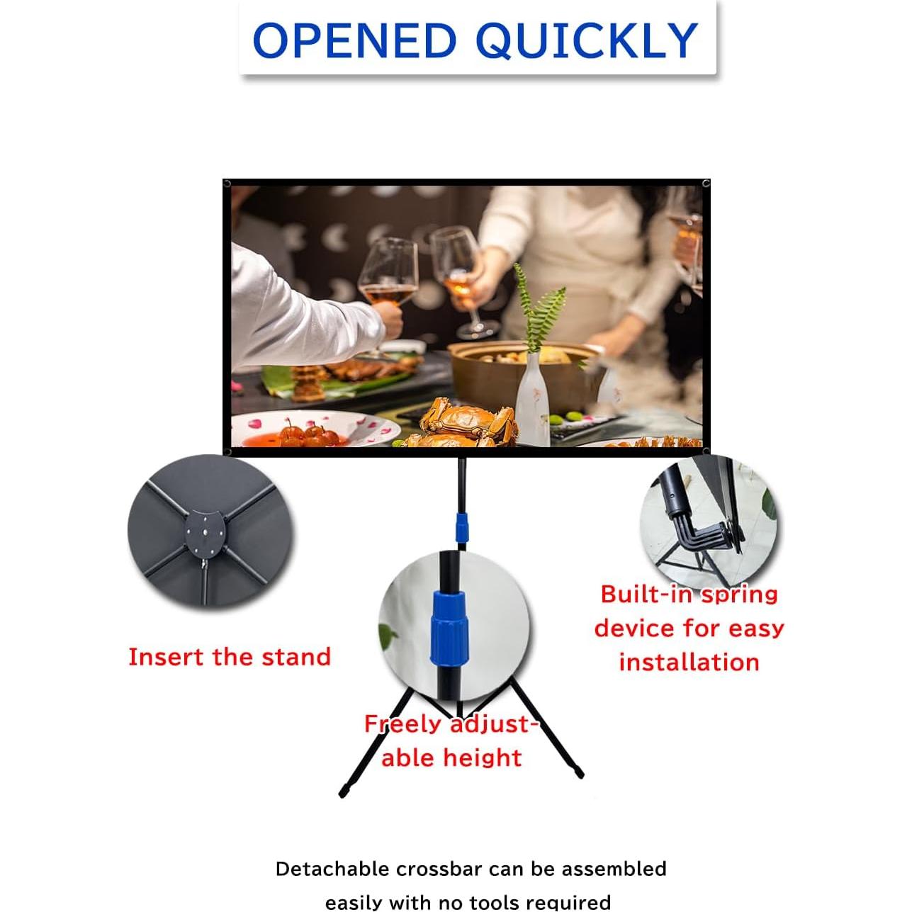 Pantalla de proyector 80" 4K HD Ribowri con soporte y trípode