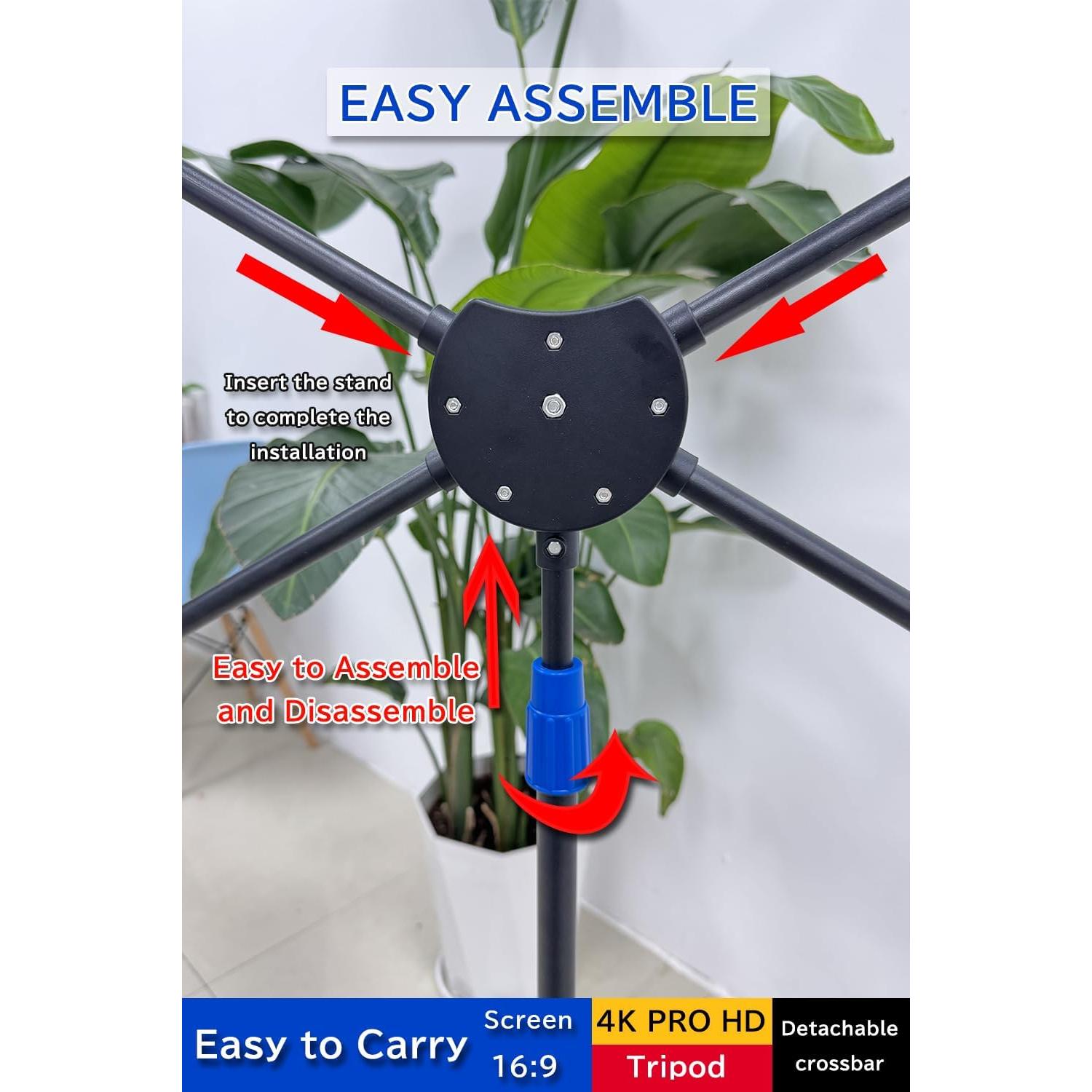 Pantalla de proyector 80" 4K HD Ribowri con soporte y trípode