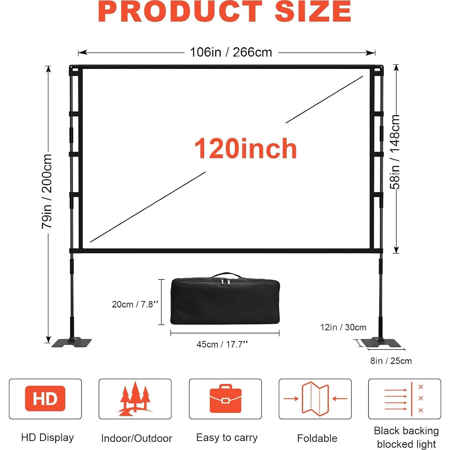 Pantalla de Proyector Portátil 120" HUANYINGBJB 4K HD 16:9
