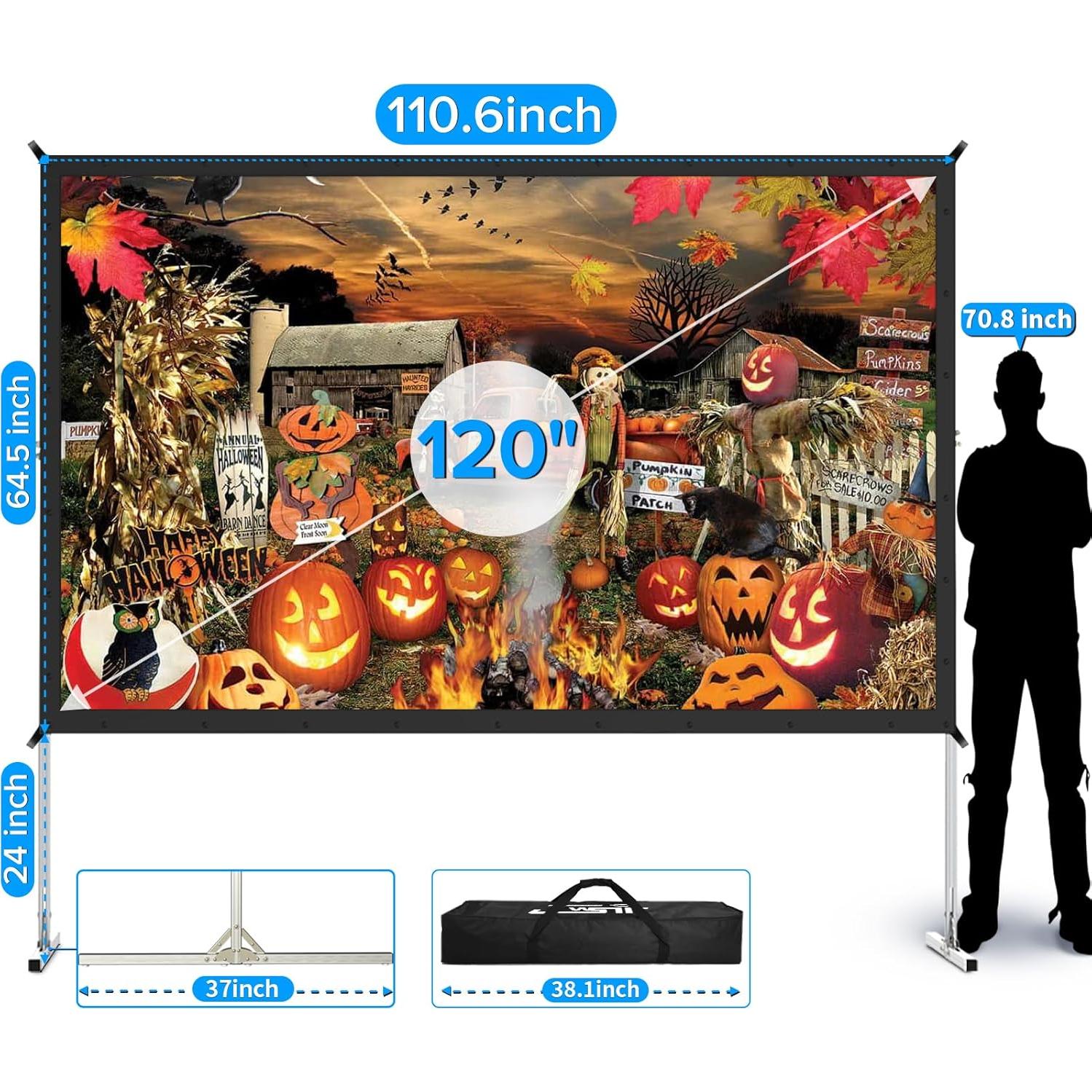 Pantalla de Proyector JWSIT 120" PVC 16:9 Portátil Exterior