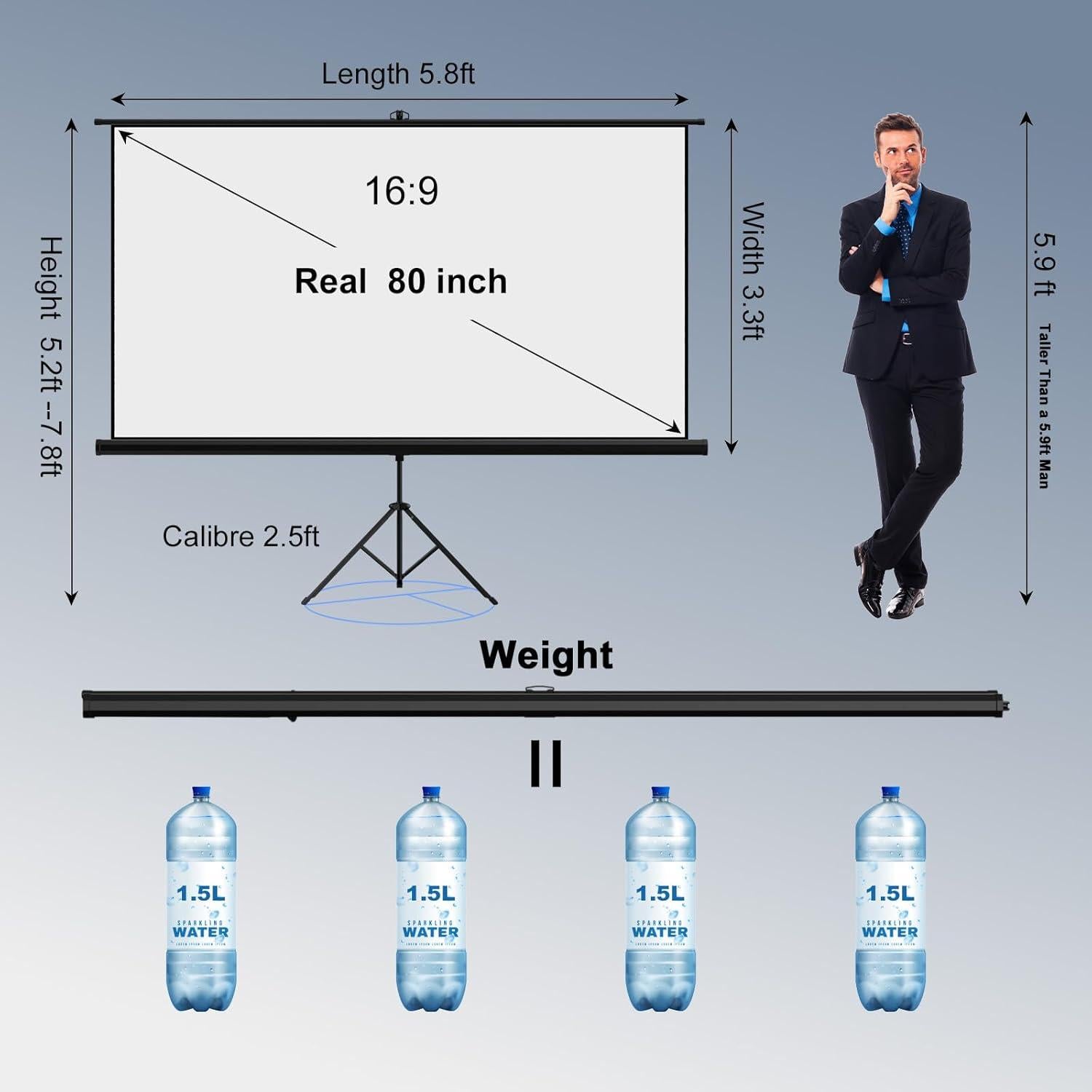 Pantalla de Proyector Portátil 80 Pulgadas SCREENMAX 16:9