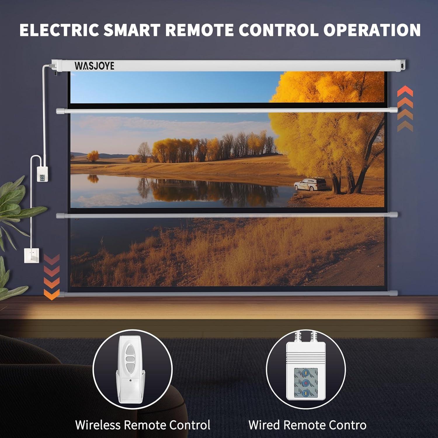 Pantalla de Proyector Motorizada WASJOYE 100" 4:3 HD