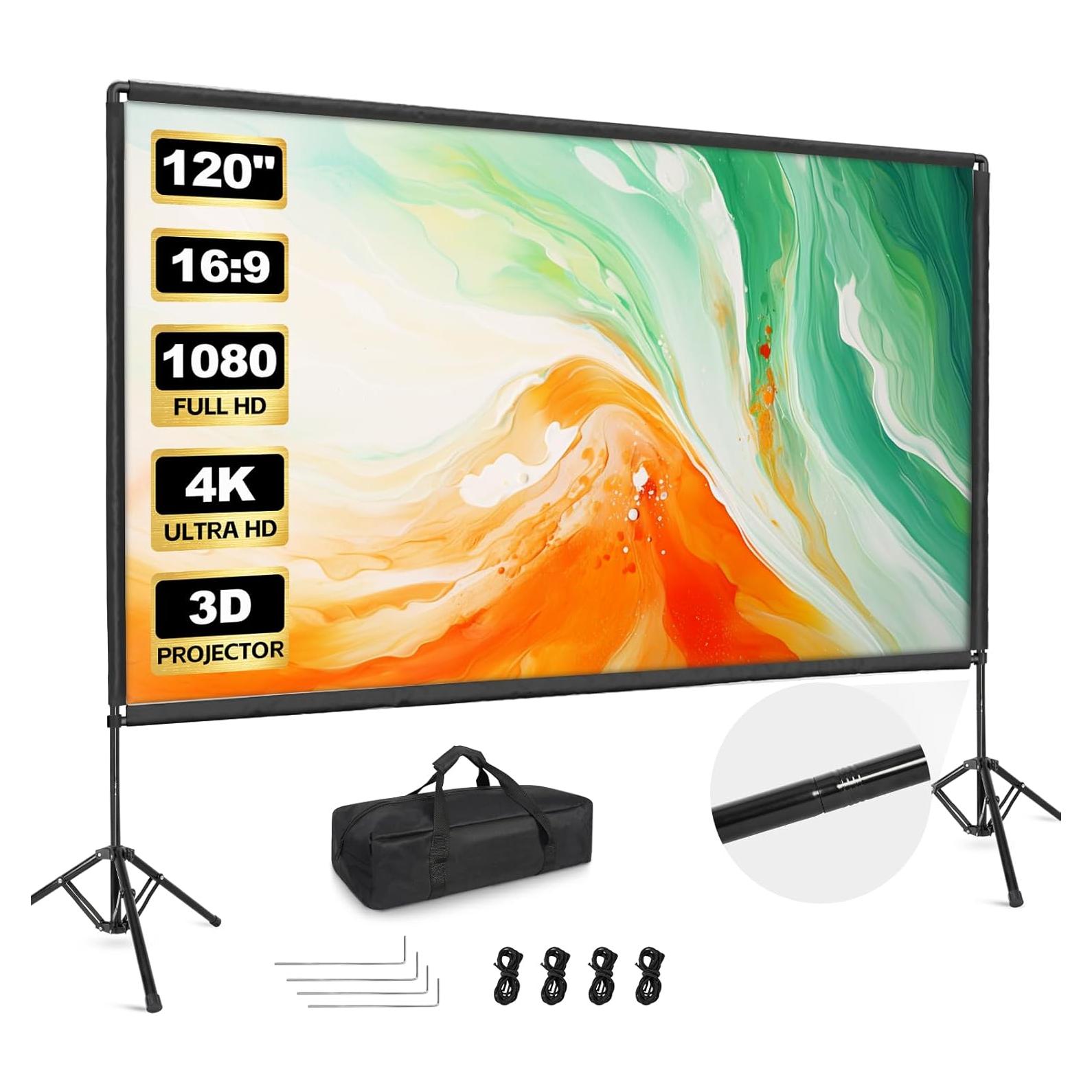 Pantalla de proyector portátil GLOSHOOTING 120" 4K HD