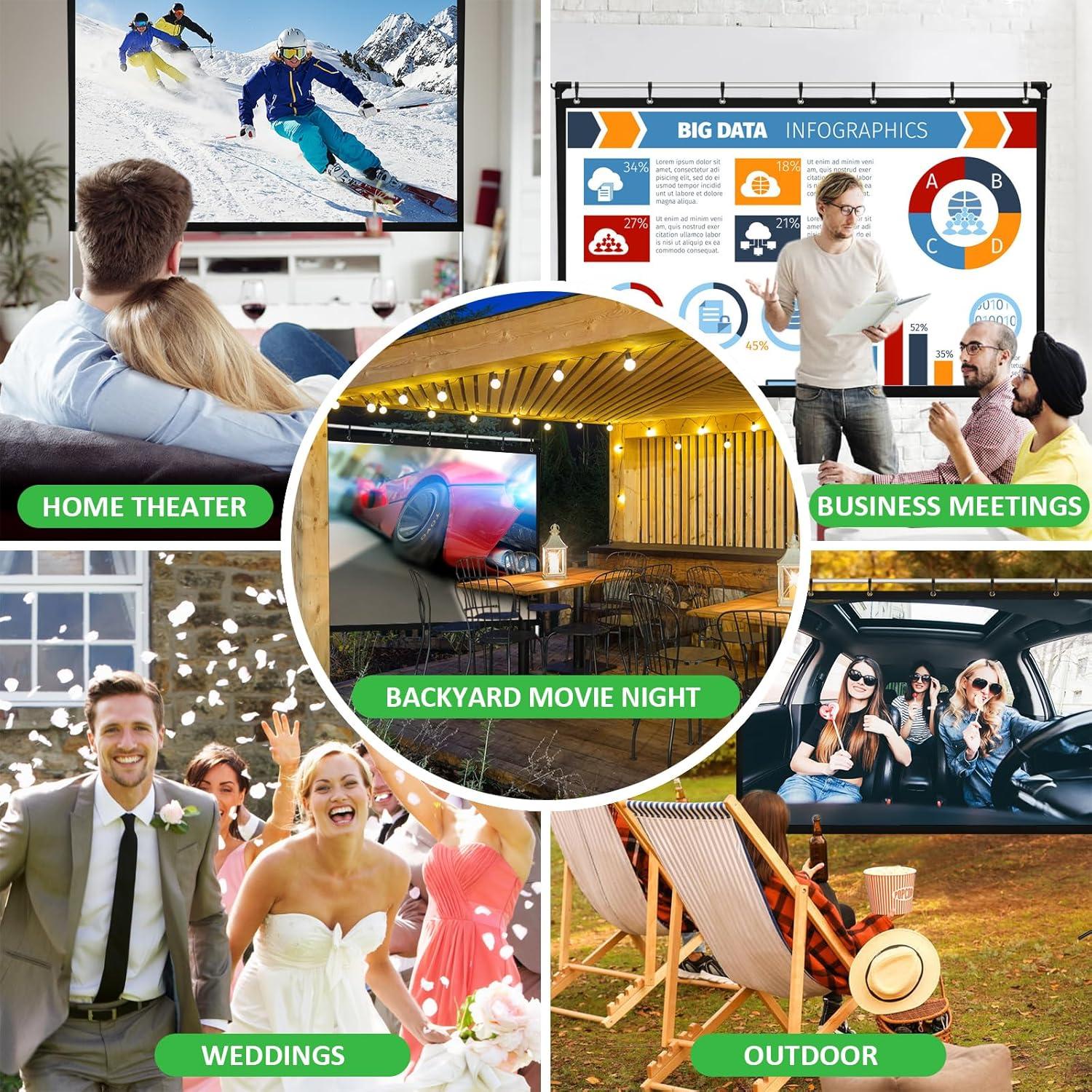 Pantalla de proyector KdWiHVv 120" portátil anti-arrugas