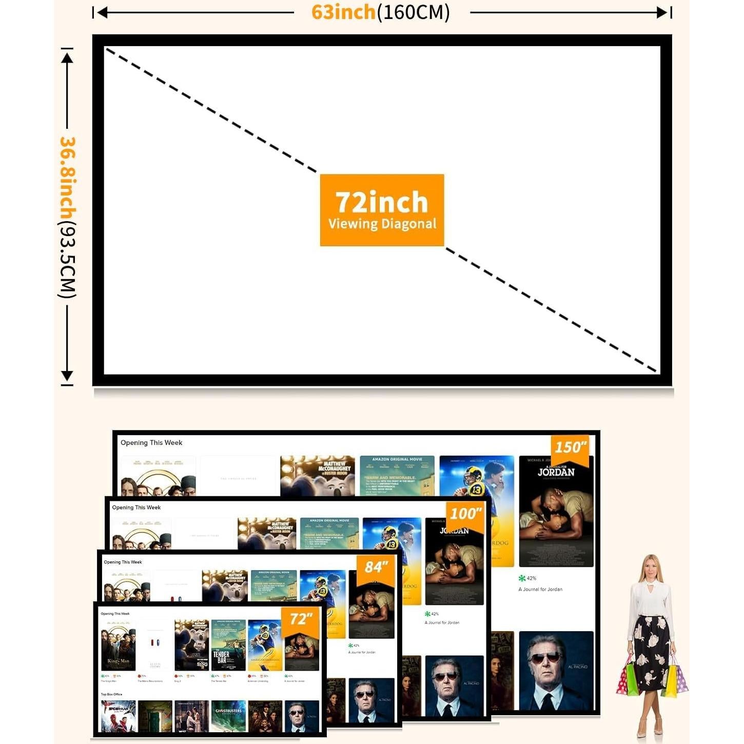 Pantalla de Proyector Taotique 72" HD Plegable Doble Cara