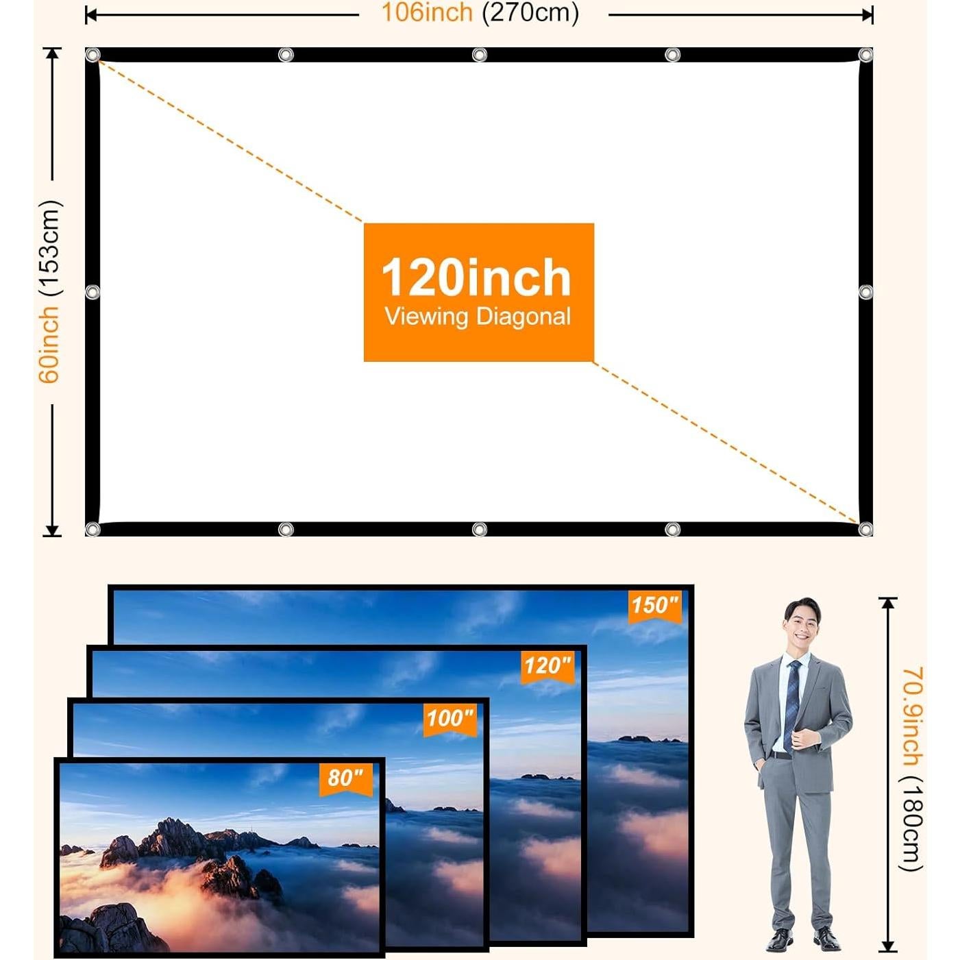 Pantalla de Proyector Plegable 120" 4K HD SKERELL Anti-Arrugas