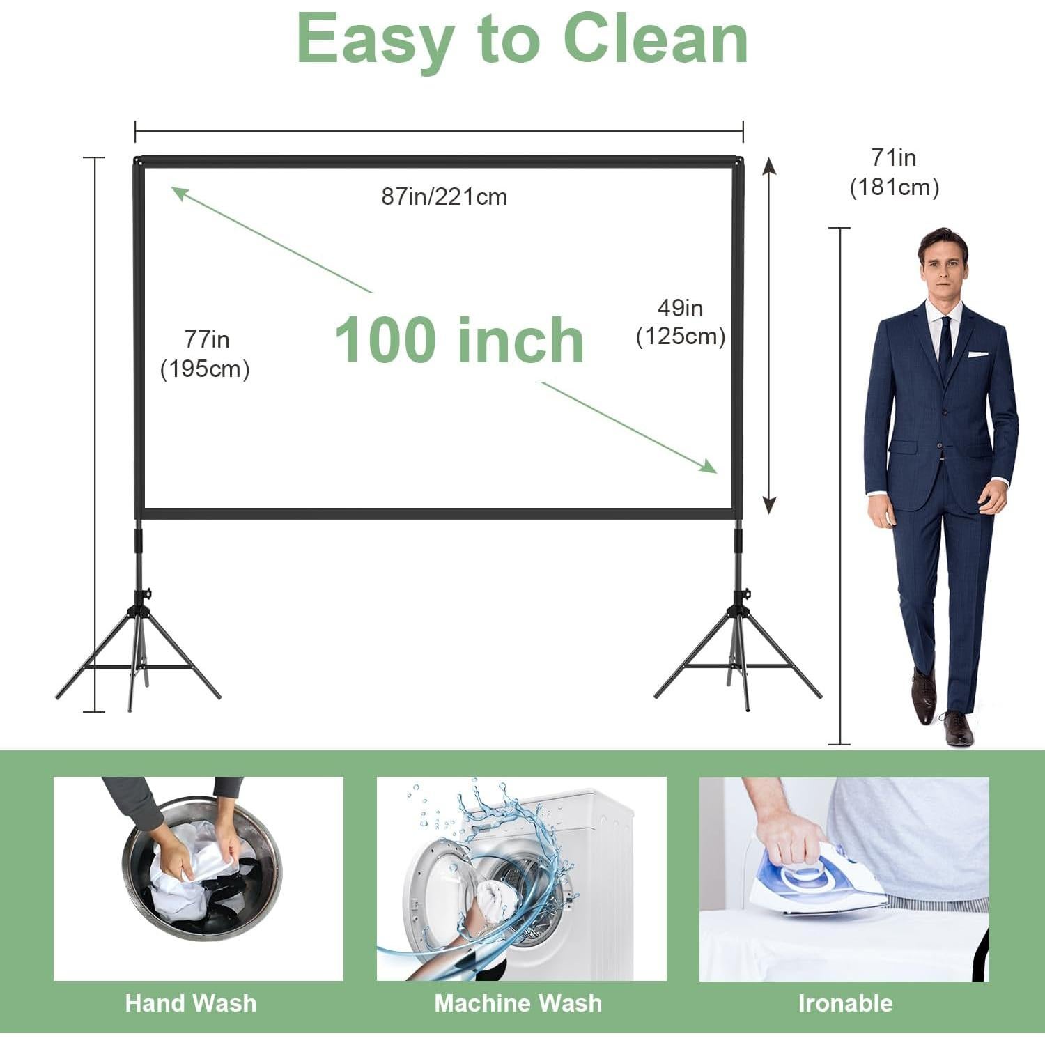 Pantalla de proyector portátil DUYIKJ 100 pulgadas 4K HD